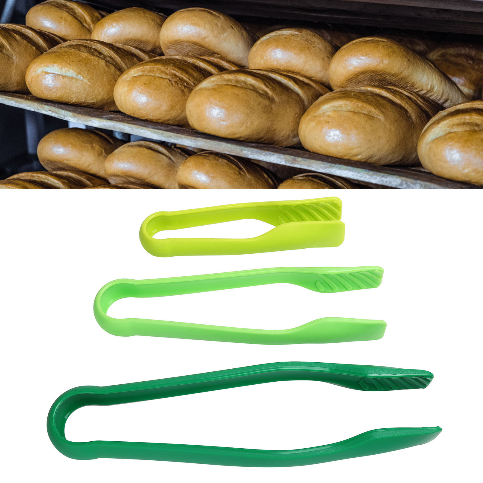 3-teiliges Set Küchenzangen Aus Lebensmittelechtem Pp-kunststoff, Ideal Zum Grillen, Für Salate, Zum Braten Und Backen. Grün