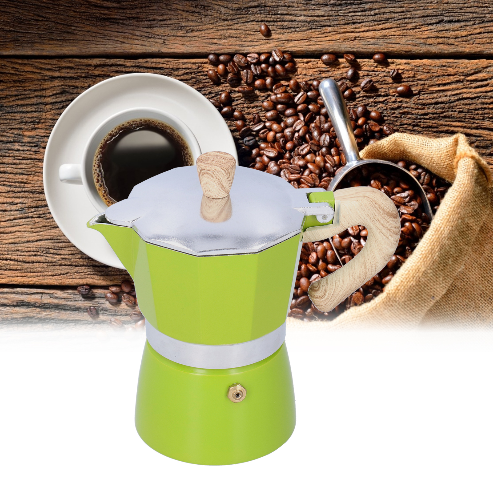 Italienische Kaffeemaschine 150 Ml, Geeignet Für Gas- Und Ethanolherde (grün).