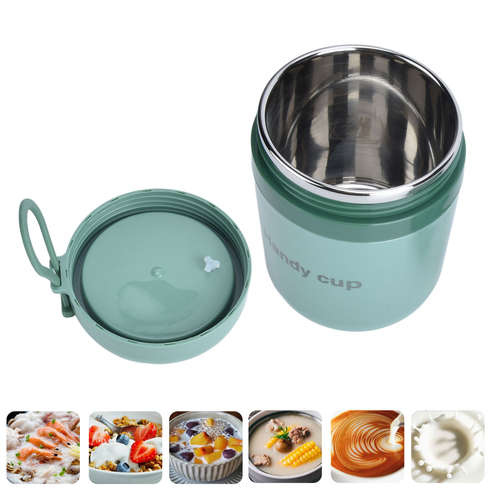 Suppenbecher Für Kinder Aus Edelstahl 304, Ideal Für Schulfrühstück, Warmen Porridge, Luftdichter Isolierbehälter Für Suppe Im Büro, Nordisches Grün