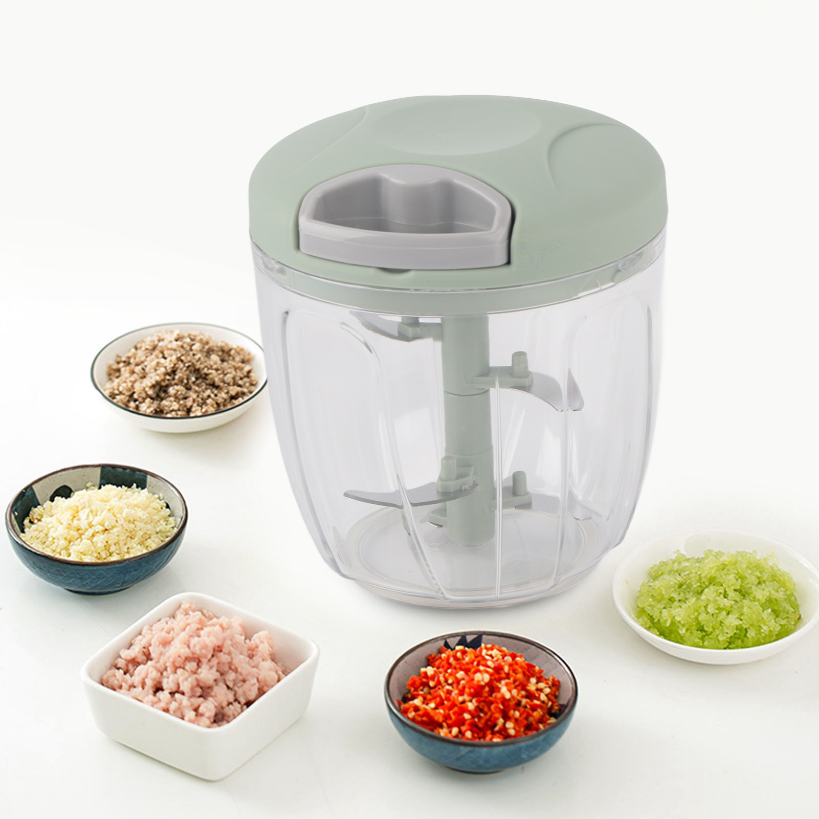 Gemüseschneider Mit Kordelzug, Manueller Obst- Und Fleischschneider, Küchenhelfer, 900 Ml, Grün