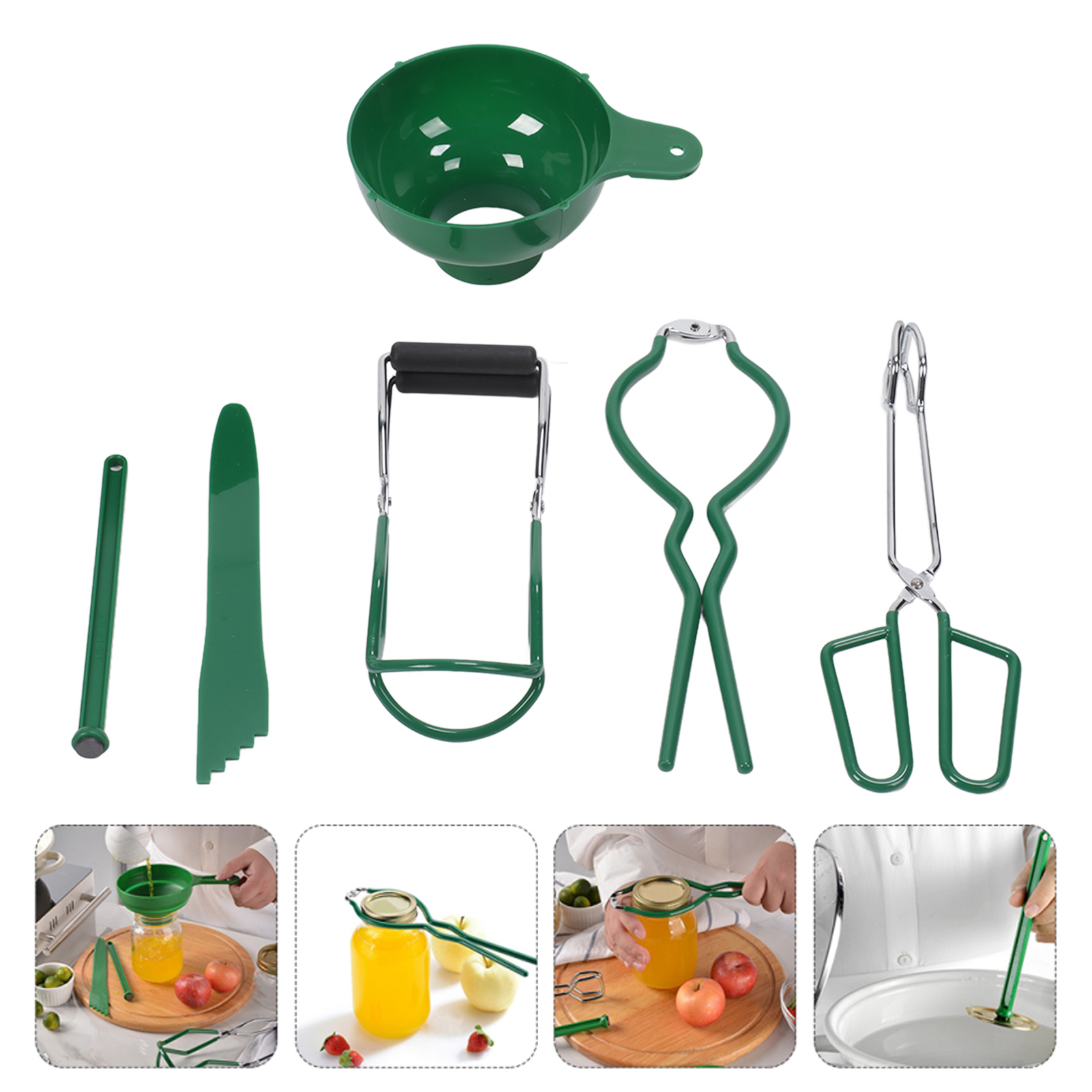 6-teiliges Einmachset Inklusive: Trichter, Zange, Glasöffner, Schraubenschlüssel, Magnetischer Deckelheber Und Marmeladenset.