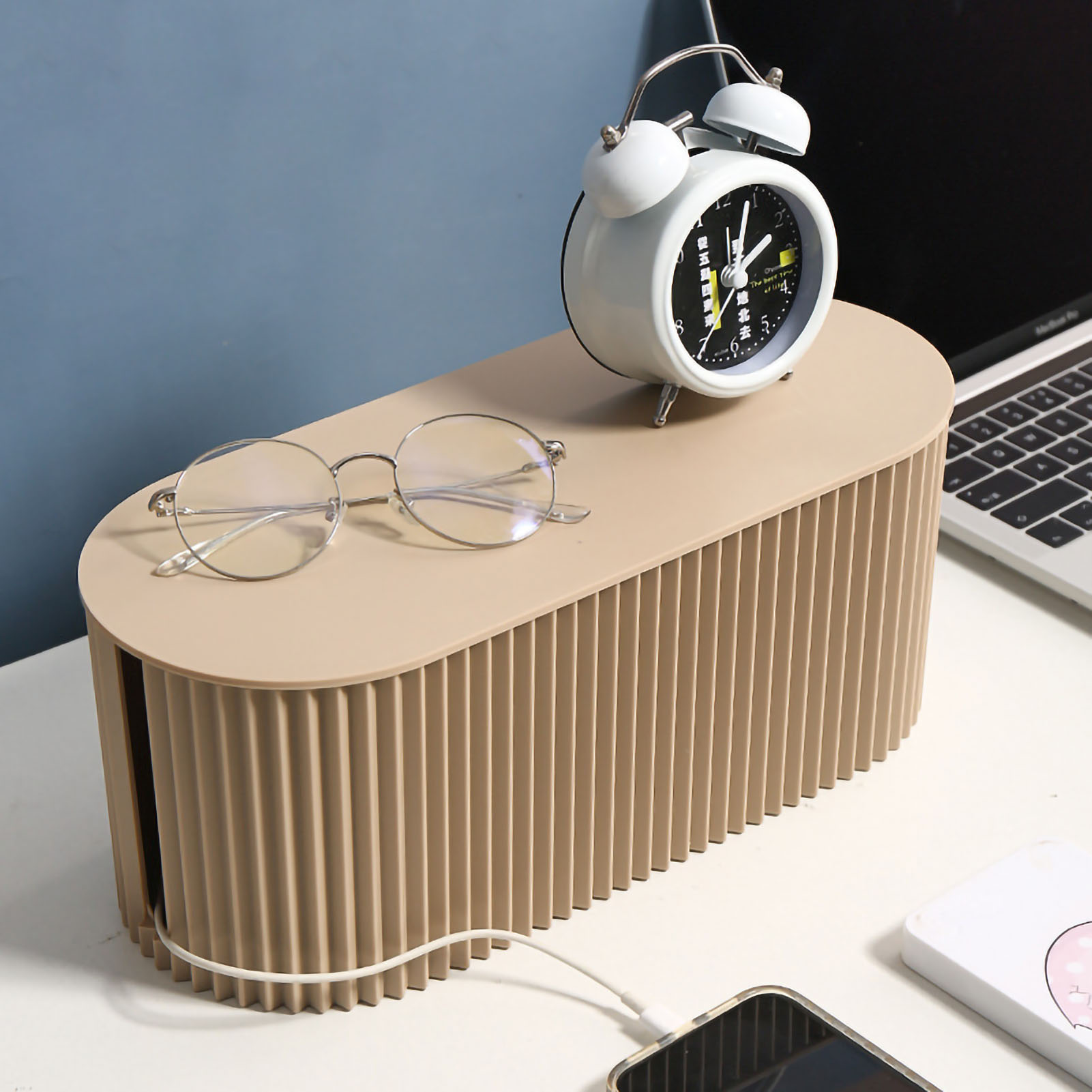 Kabelorganizer, Steckdosenleiste, Netzkabel, Ladekabel, Datenkabel, Kabelmanagementsystem, Aufbewahrungsbox Für Steckdosen, Hellbraun, Klein