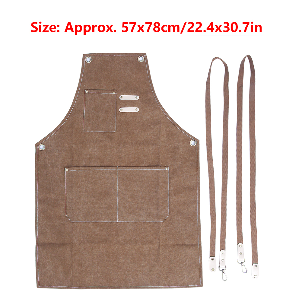 Wasserfeste Arbeitsschürze Aus Dickem Segeltuch, Ideal Für Küchen, Teestuben Und Restaurants, Hellbeige Farbe.