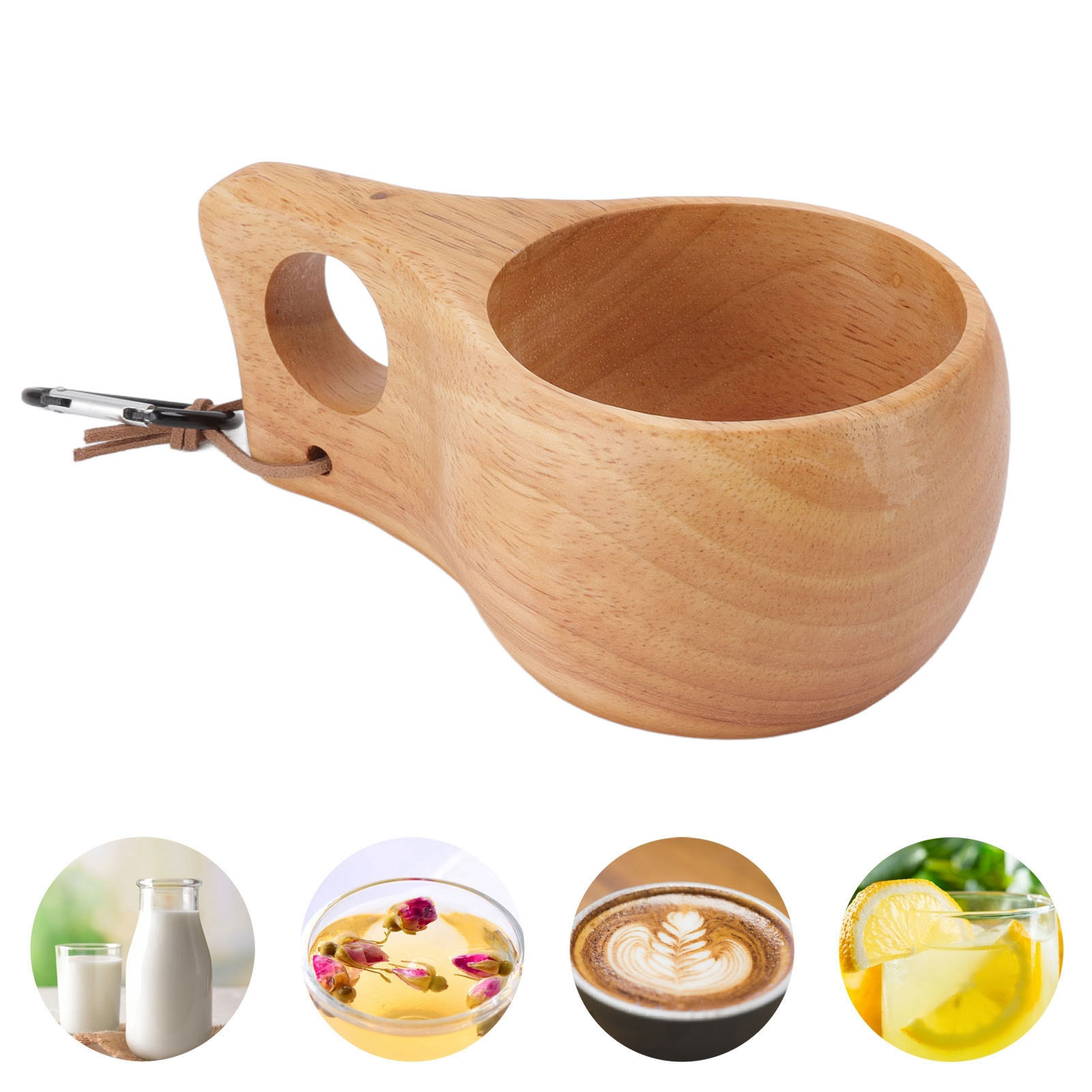 Finnischer Becher/kaffeebecher/milchbecher/wasserflasche Aus Gummibaumholz Mit Henkel