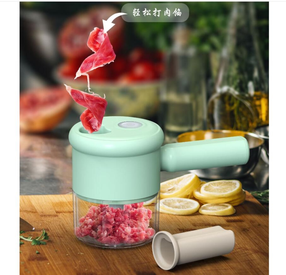 2-in-1 Tragbarer Elektrischer Knoblauchschneider, Gemüseschneider, Tragbare Küchenmaschine Für Knoblauch, Paprika, Chili, Zwiebeln, Sellerie, Ingwer Und Fleisch