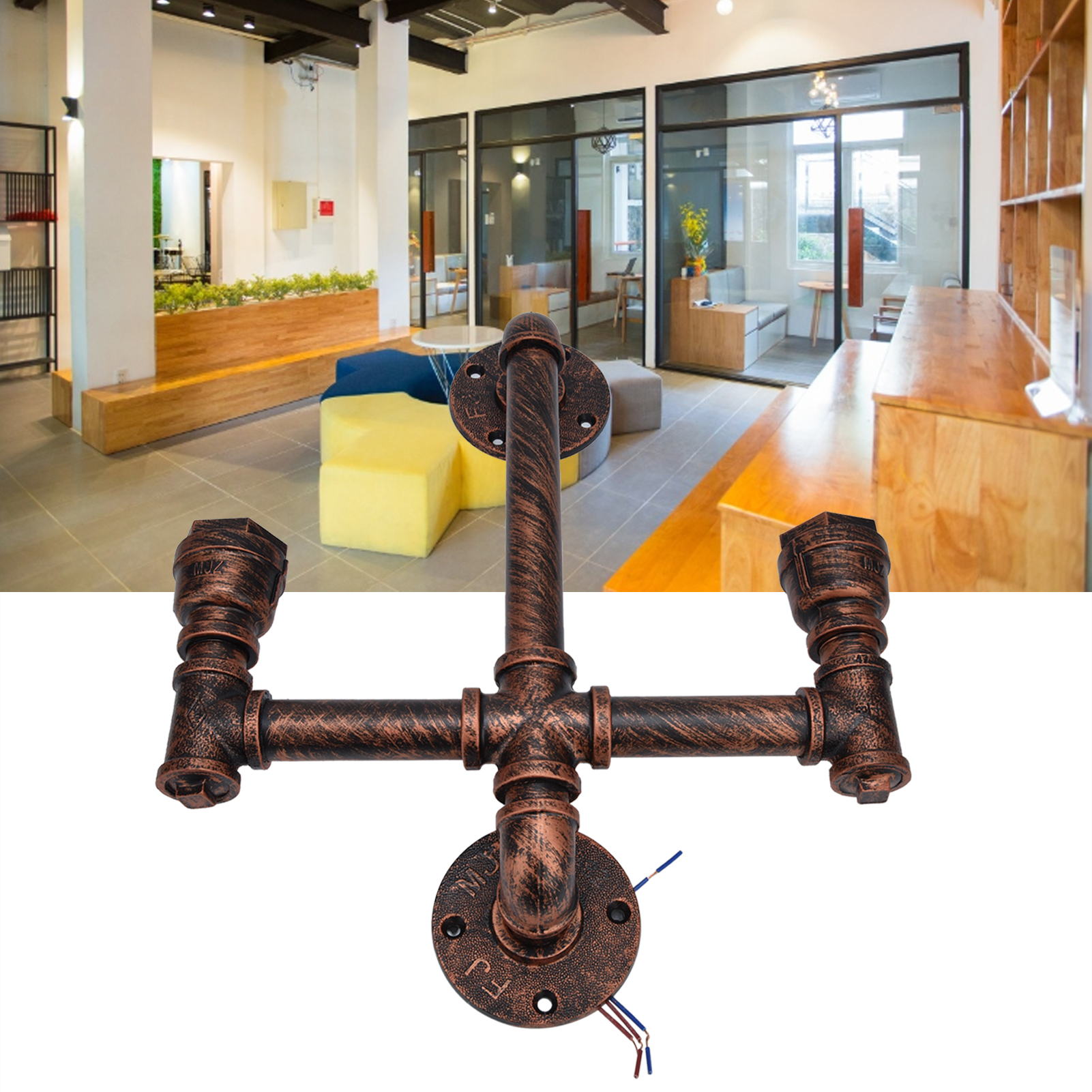Doppelköpfige Wandleuchte Aus Eisen Im Steampunk-stil Mit E27-fassung Für Industrielle Inneneinrichtung (220 V).