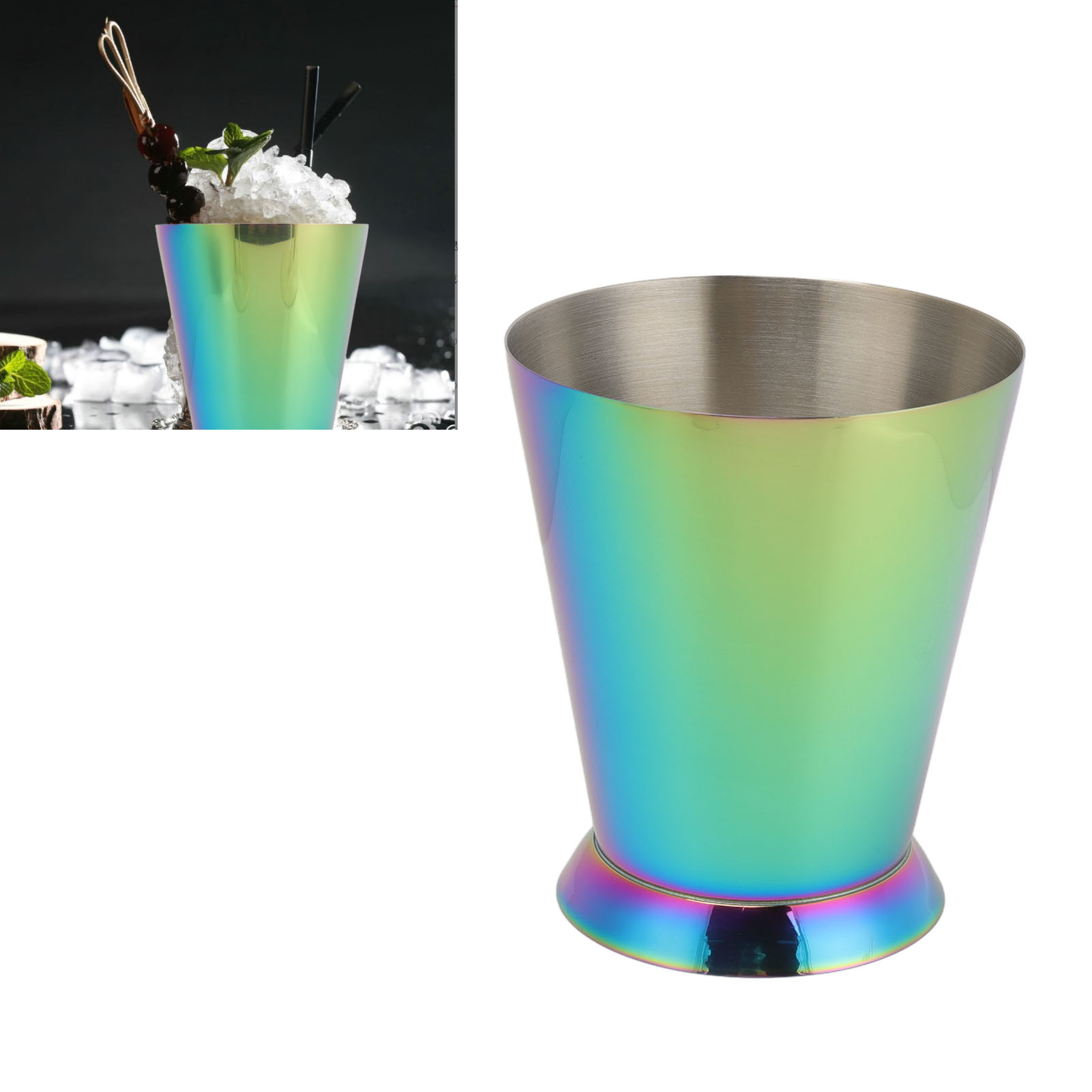 Julip-bierglas Aus Schillerndem, Siebenfarbigem Edelstahl, Cocktailglas Mit Farbverlauf