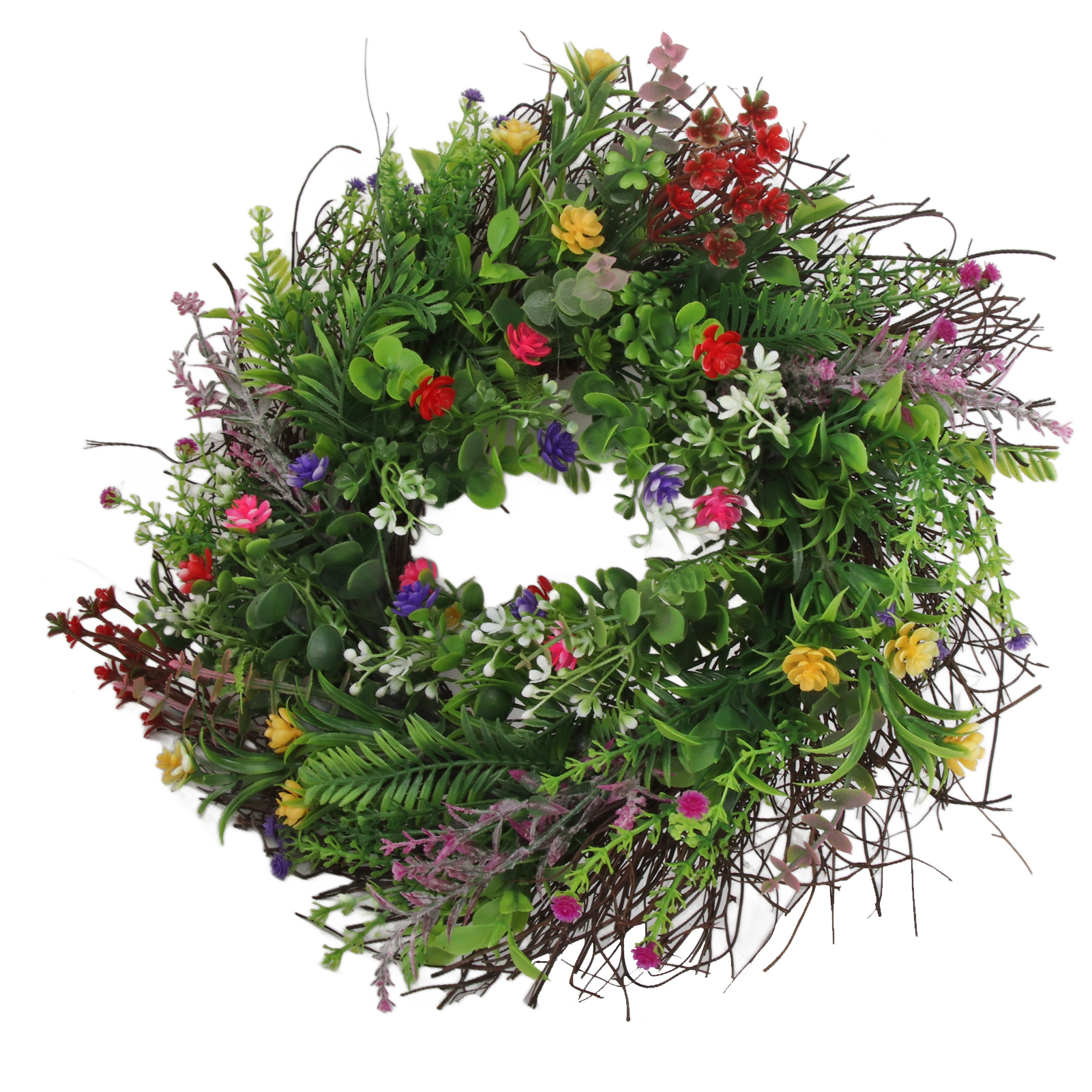 Bunter Wildblumenkranz Für Frühling Und Sommer, Künstlicher Trockenblumenkranz Für Die Haustür, 40 Cm (wie Abgebildet)