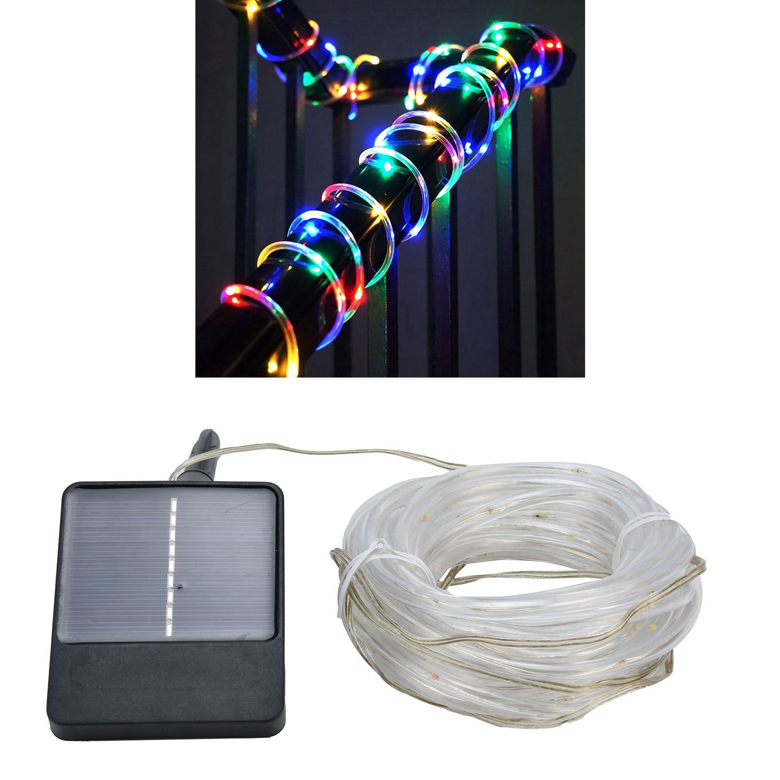 50 Led-solar-lichterkette, Wasserdicht, 7 M Lang, Mit Farbigen Röhren, Ideal Zur Dekoration Einer Terrasse, Einer Hochzeit Oder Einer Party.