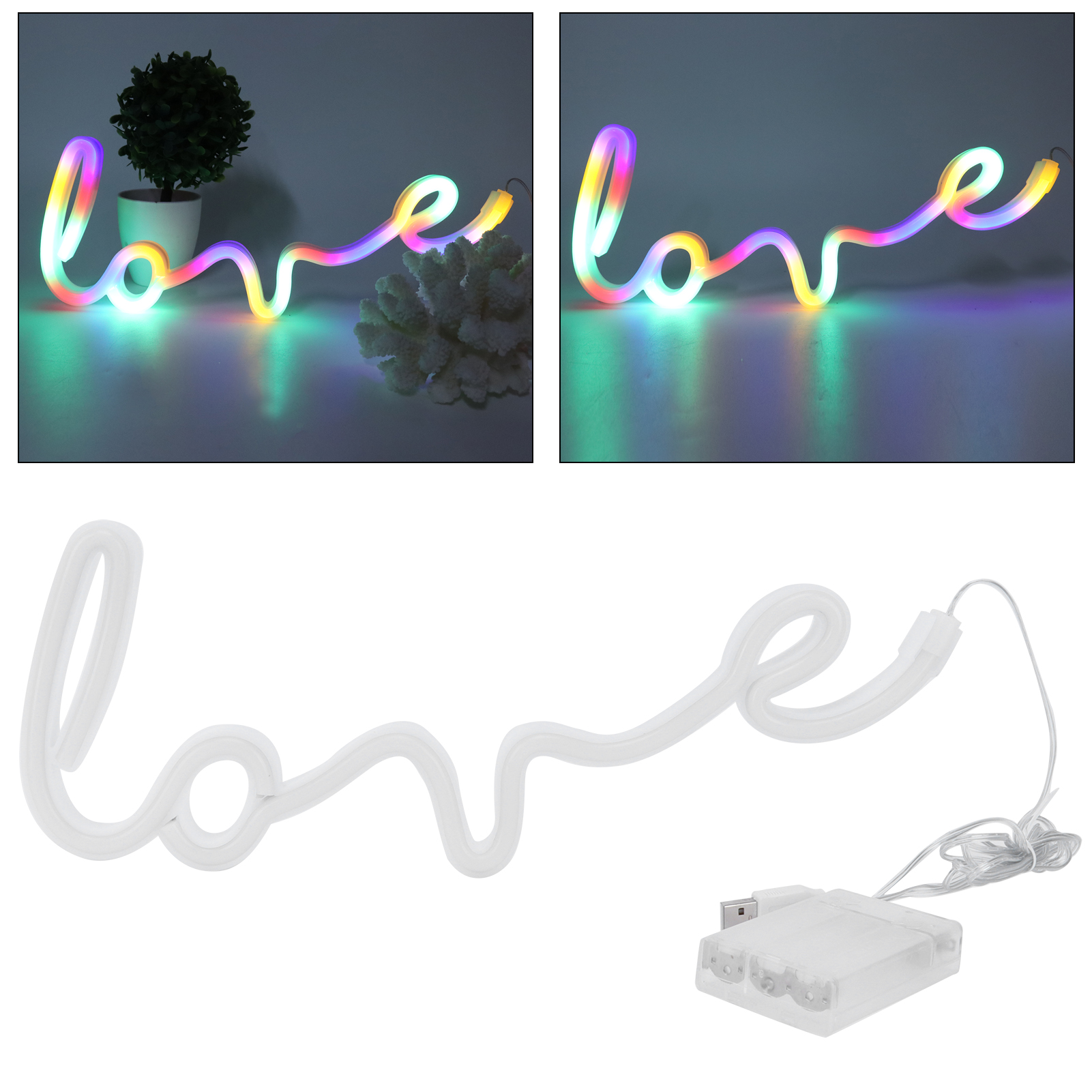 Neon-leuchtschilder „liebesbuchstaben“ – Bunte Led-dekoration Für Partys – Usb-/batteriebetrieben