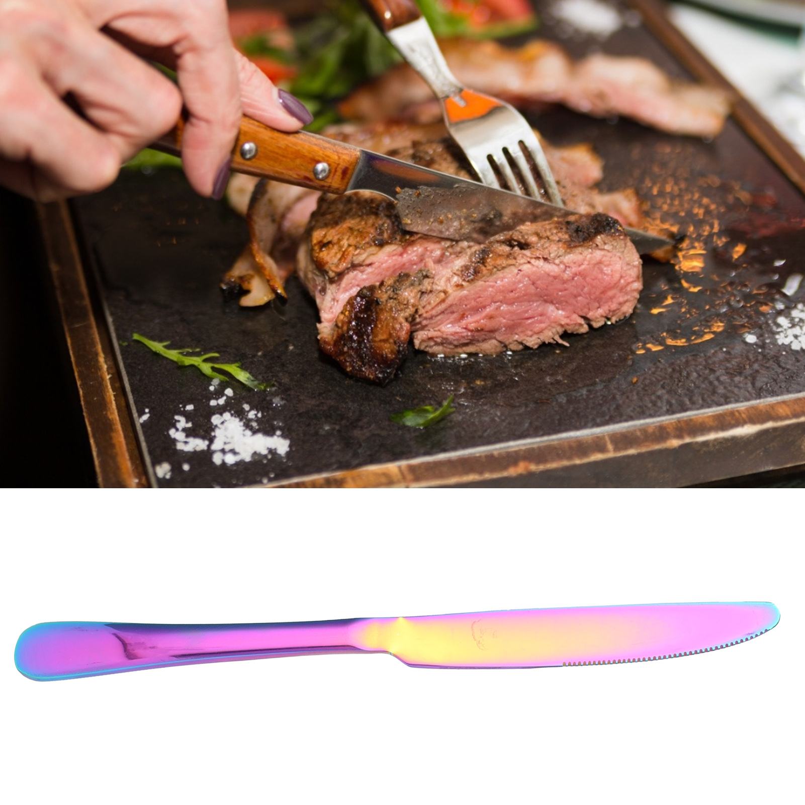 Messer, Küchenutensil Und Geschirr Aus Bpa-freiem Edelstahl Für Zuhause, Restaurants Und Hochzeiten. Farbenfroh.