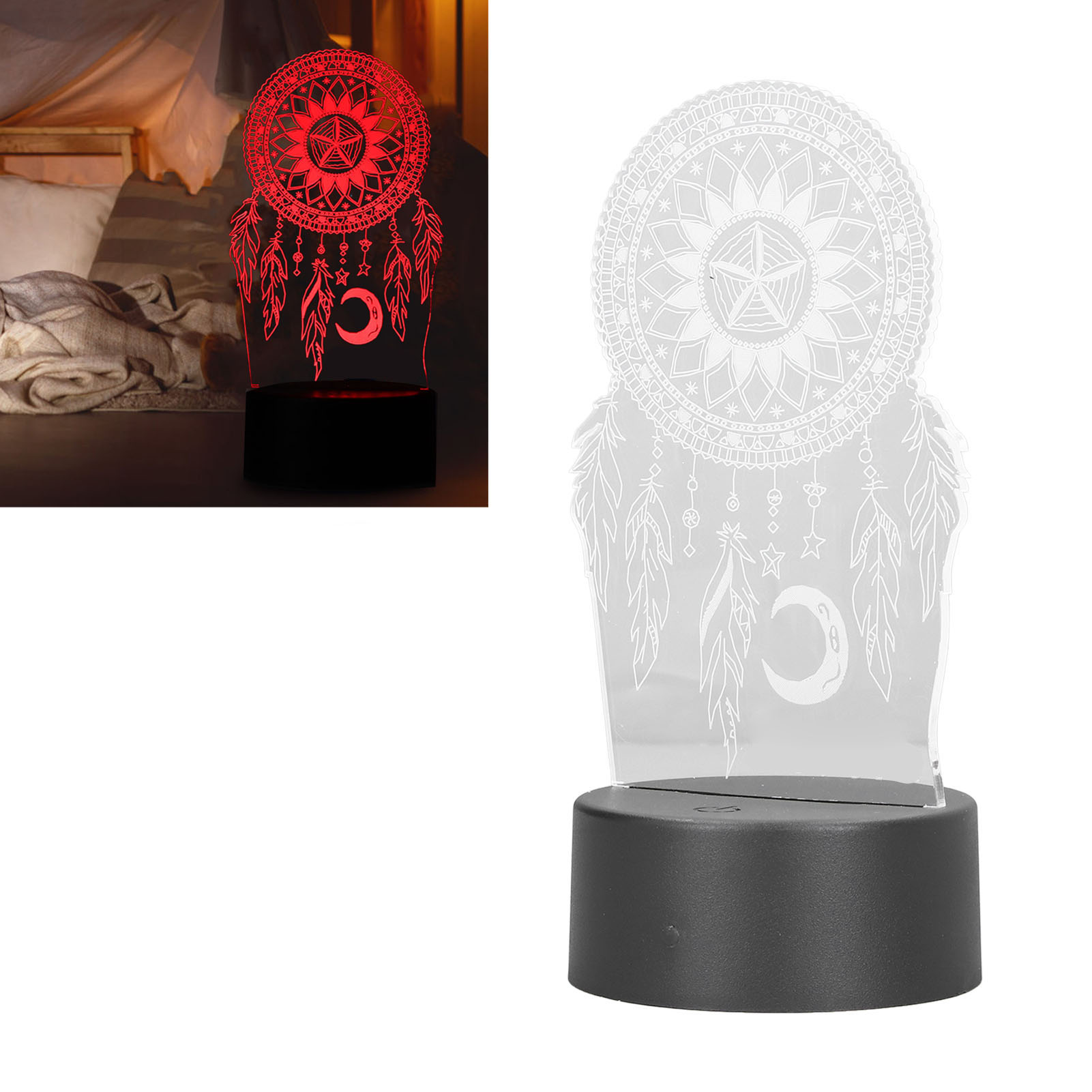 3d-traumfängerlampe, Farbenfrohes Und Blinkendes Touch-nachtlicht, Dekorative Led-lampe Fürs Kinderzimmer, Nachttischlampe, Kindergeburtstagsgeschenk, Usb- Oder Batteriebetrieben