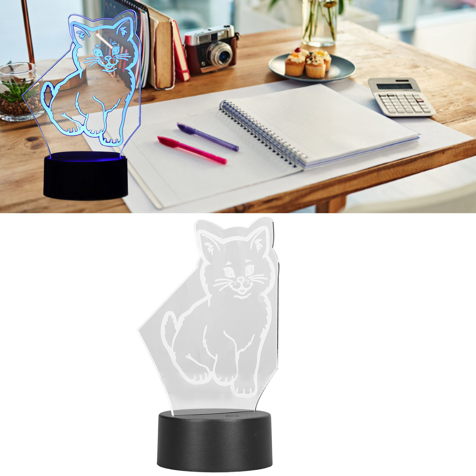 3d-katzenlampe Als Nachtlicht, Kreative Touch-lampe Mit Leuchtenden Blinkfarben, Led-nachtlicht Für Kinderzimmer, Nachttischlampe, Kindergeburtstagsgeschenk, Usb- Oder Batteriebetrieb