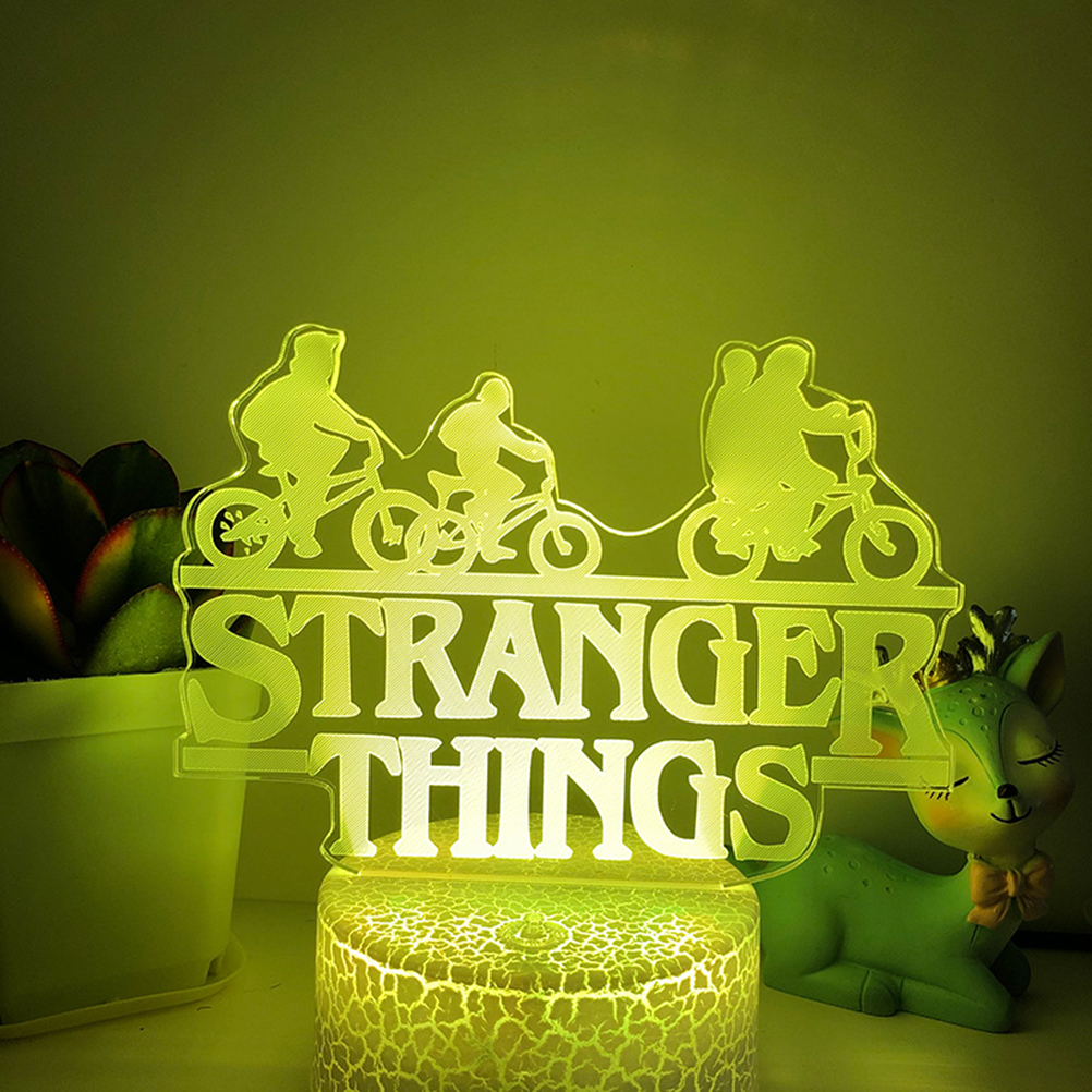 1 Stranger Things 3d-led-nachtlicht, 16 Farben, Touch-steuerung + Fernbedienung – Sockel Beschädigt