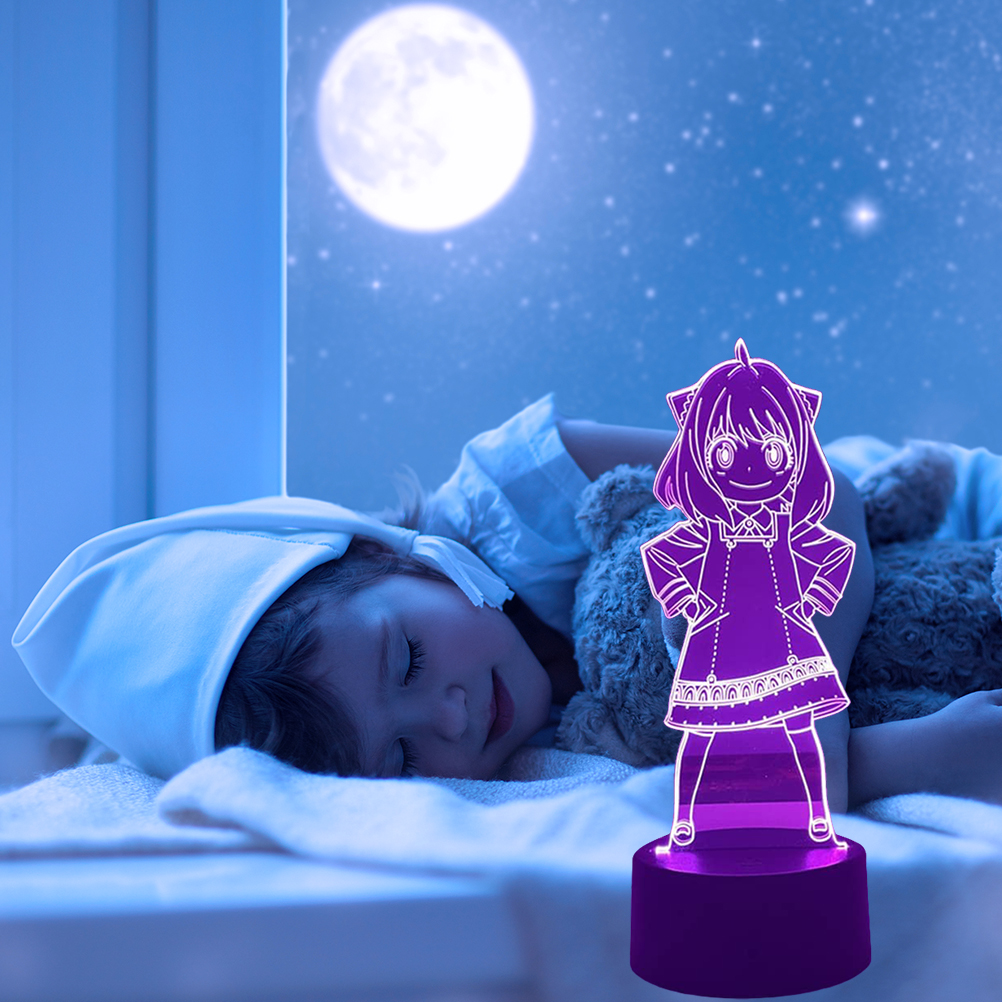 Anya (anime) Spy Play Figur, Zubehör, 3d-nachtlicht Mit Sieben Farben Und Schwarzem Sockel (sieben Farben) + 16-farben-fernbedienung 3160