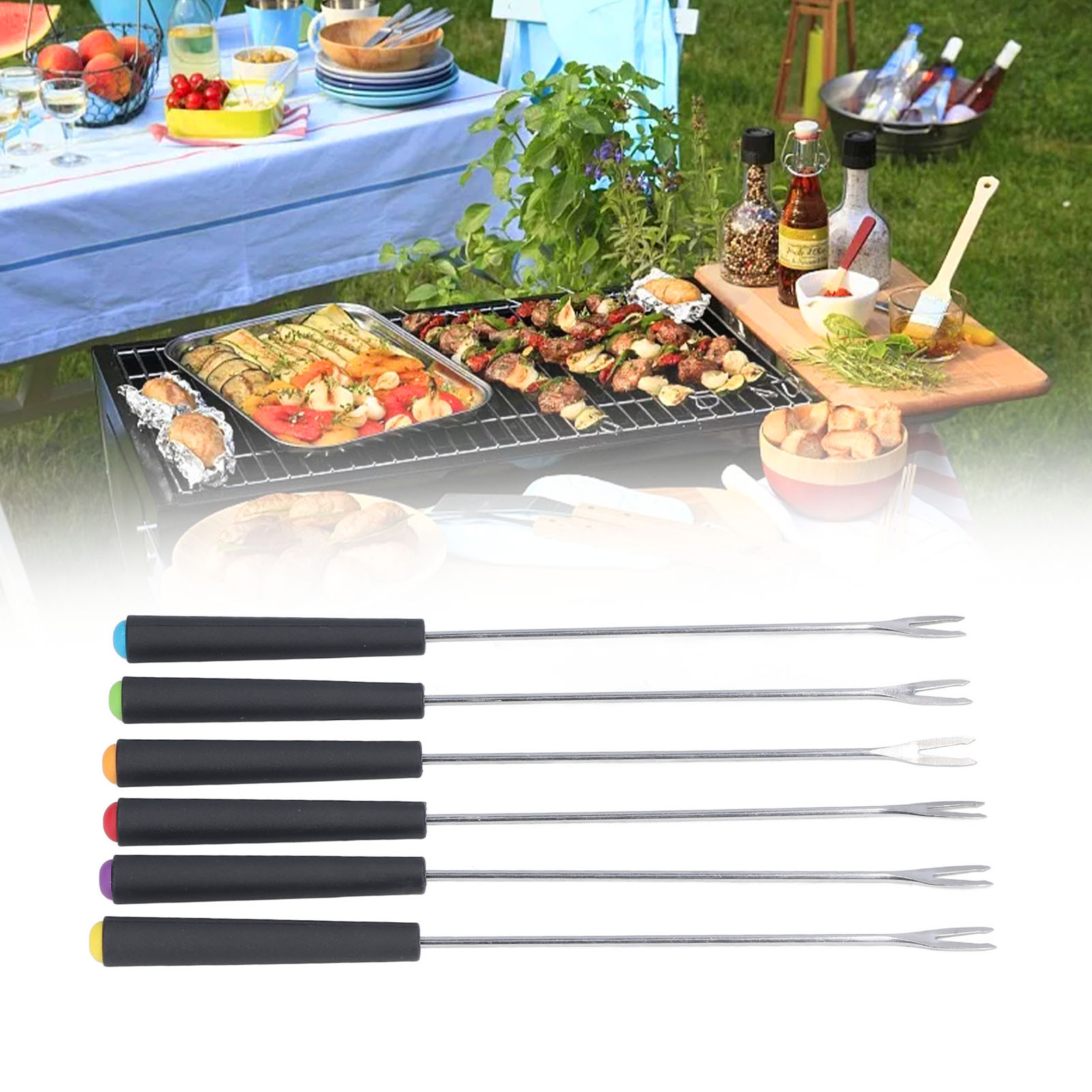 6-teiliges Fondue-set Aus Edelstahl Für Käse Und Obst, Kuchengabel, Schokoladen- Und Käsegabel, Käsefonduegabel, Obstdessertgabel