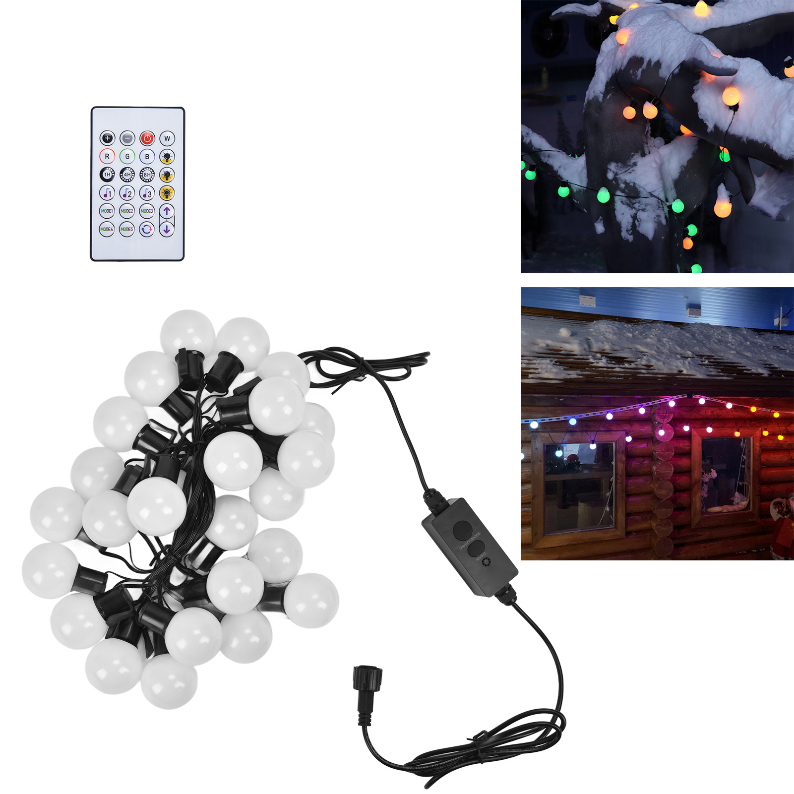 Usb/g40 Led-lichterkette, 5 M (16,4 Ft), Smarte Rgb-farben, Bluetooth-app, Für Die Weihnachtsdekoration Im Freien, Wasserdicht.