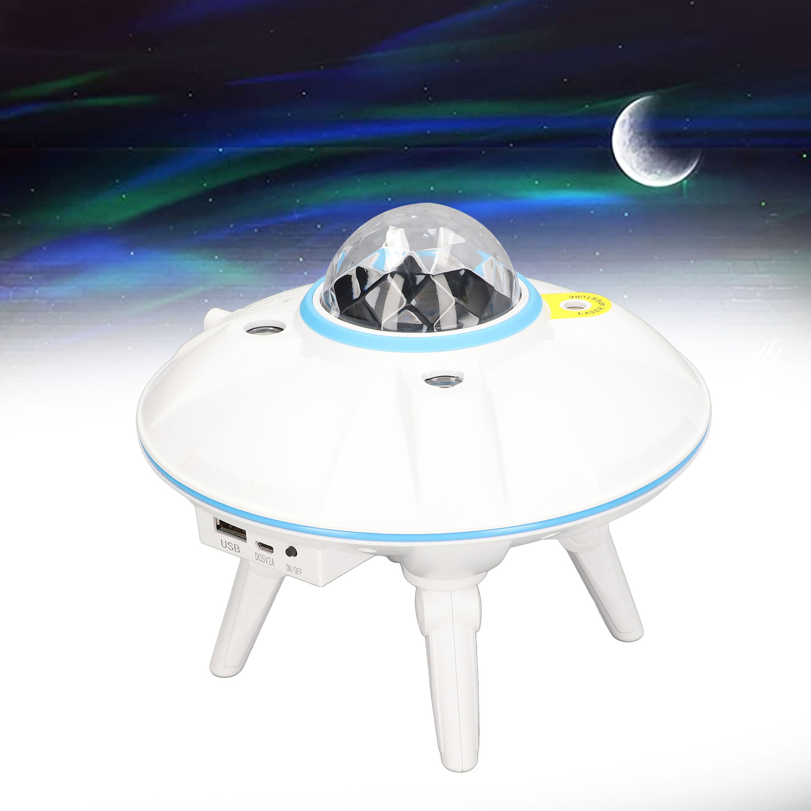Sternenhimmel-projektorlampe In Ufo-form Mit Bluetooth-musikfernbedienung, Mond- Und Sternenhimmel, Usb-wasserwellennebel-stimmungslicht.