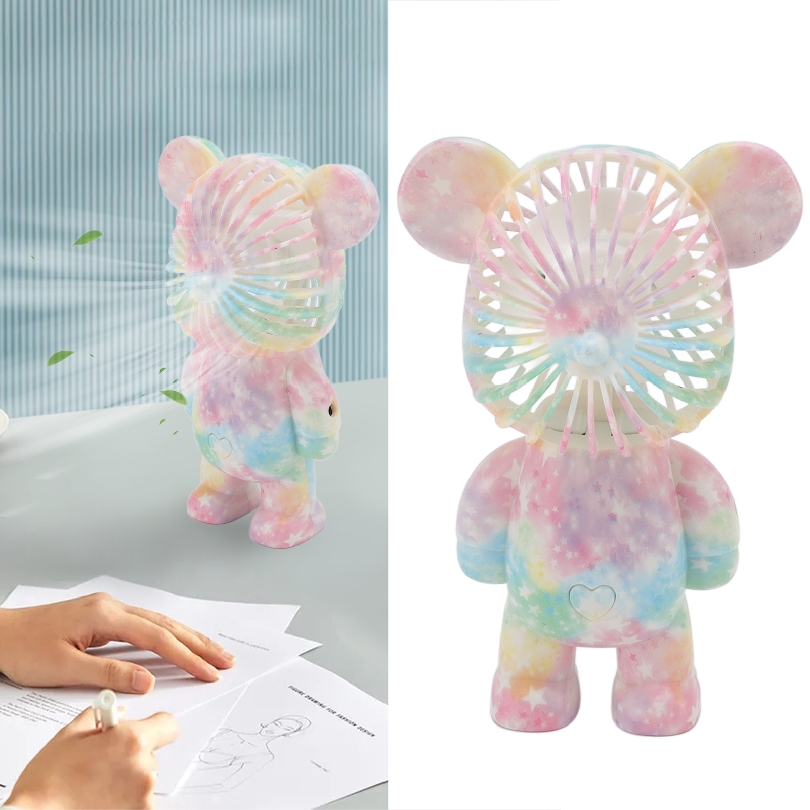 Niedlicher Tragbarer Bearbricklys-ventilator, Usb-aufladbar, B-1