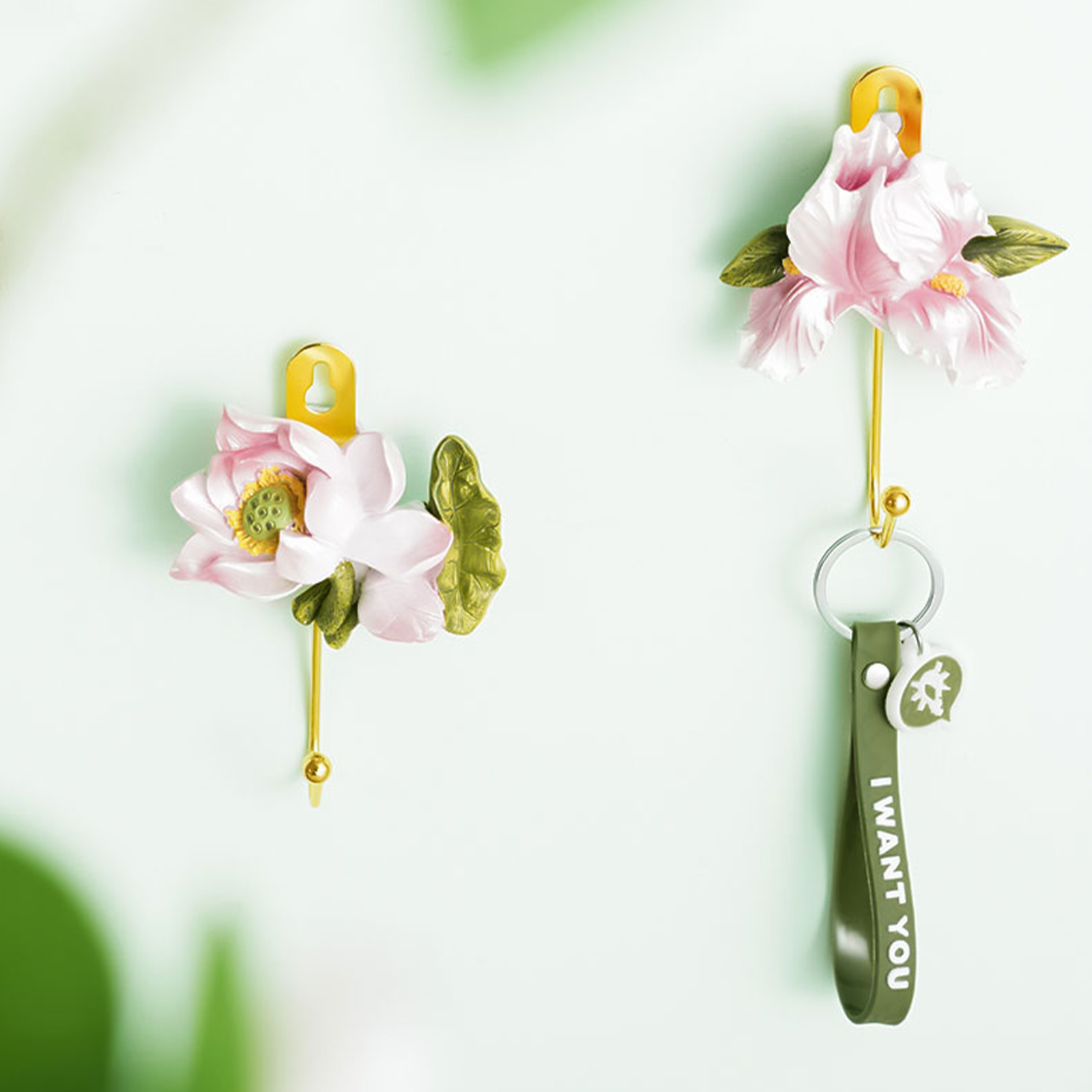 Dekorative Harzhaken Mit Geprägtem Blumenmuster Im Europäischen Stil, Lotusblütenförmige Eingangshaken