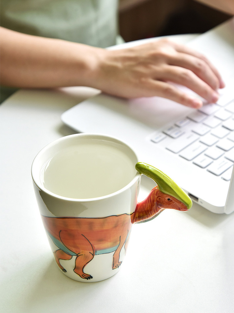 Keramikbecher In Form Eines Dinosauriers (400 Ml), Brachiosaurus-design, Ideal Fürs Büro Oder Zum Frühstück.