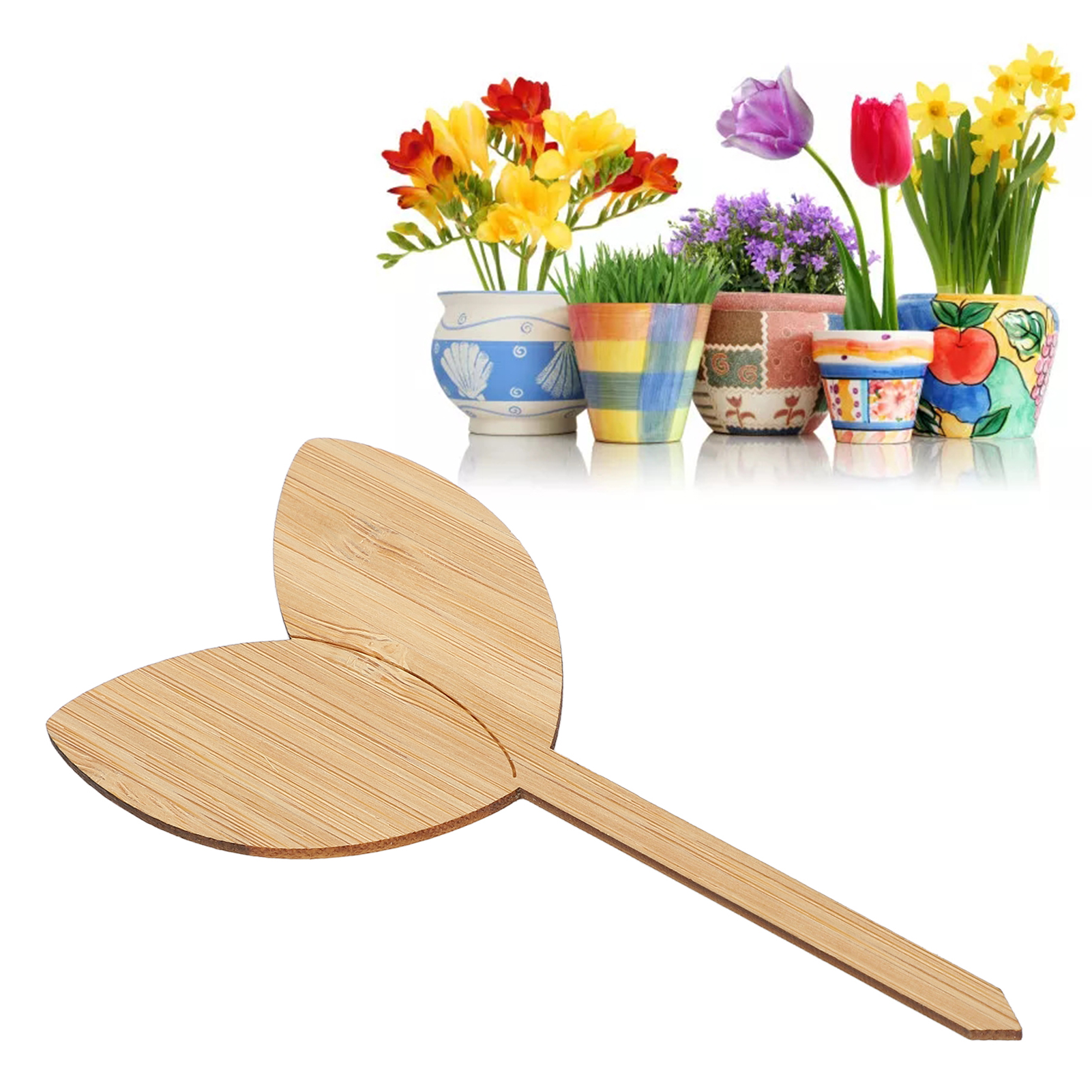 Set Mit 10 Holz-pflanzenetiketten Für Gartenpflanzen, Blumenetiketten, Blattformen