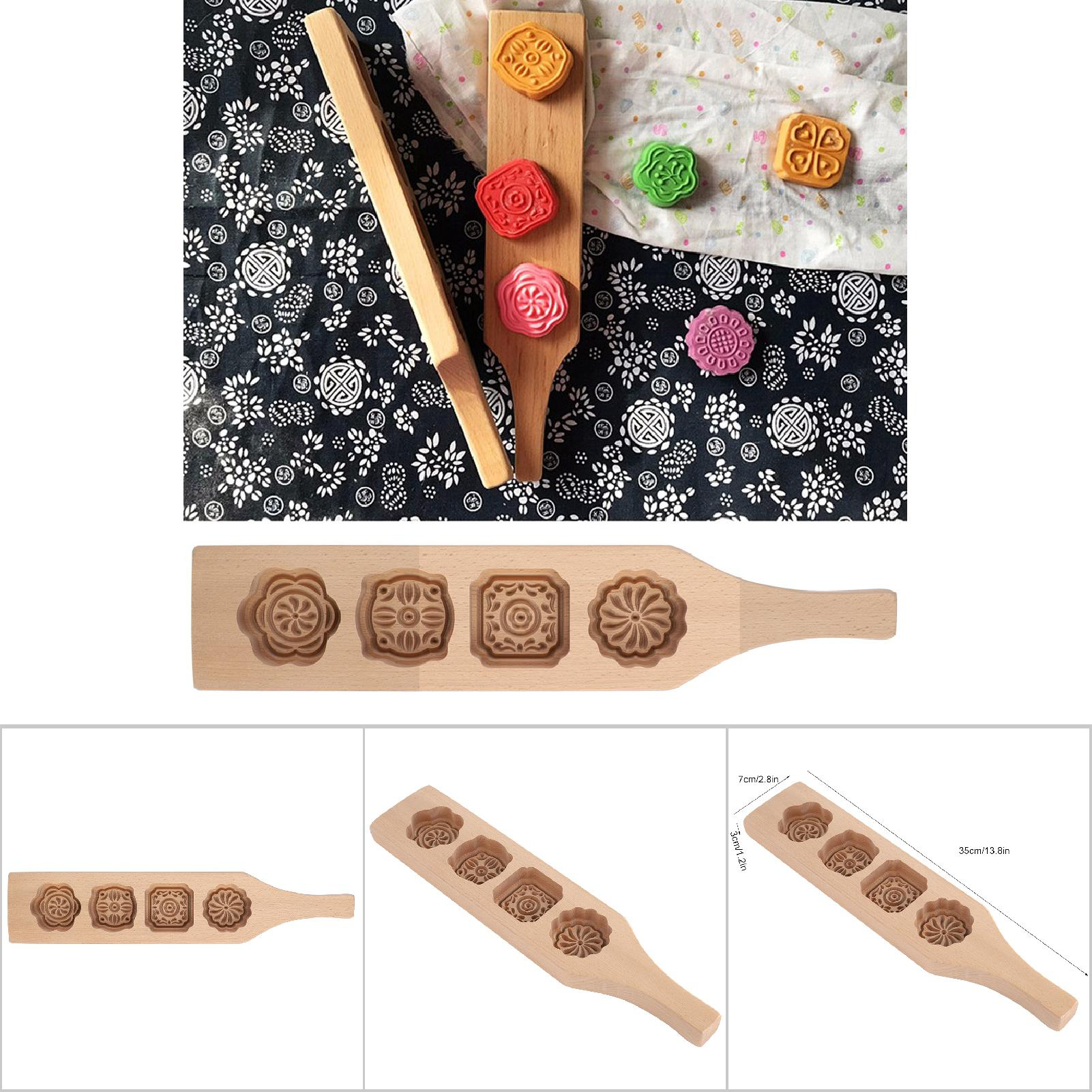 Mondkuchenform Aus Holz, Gebäckform Zur Herstellung Glasierter Mungbohnenkuchen, Backutensilien (1)