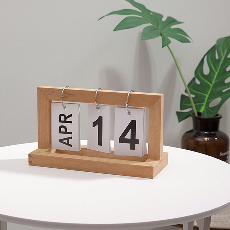 Minimalistischer Und Kreativer Klappenkalender Im Nordischen Stil Aus Holz, Schlichter Tischkalender Für Zuhause Oder Arbeitszimmer, Holzornament, Naturholzfarbe