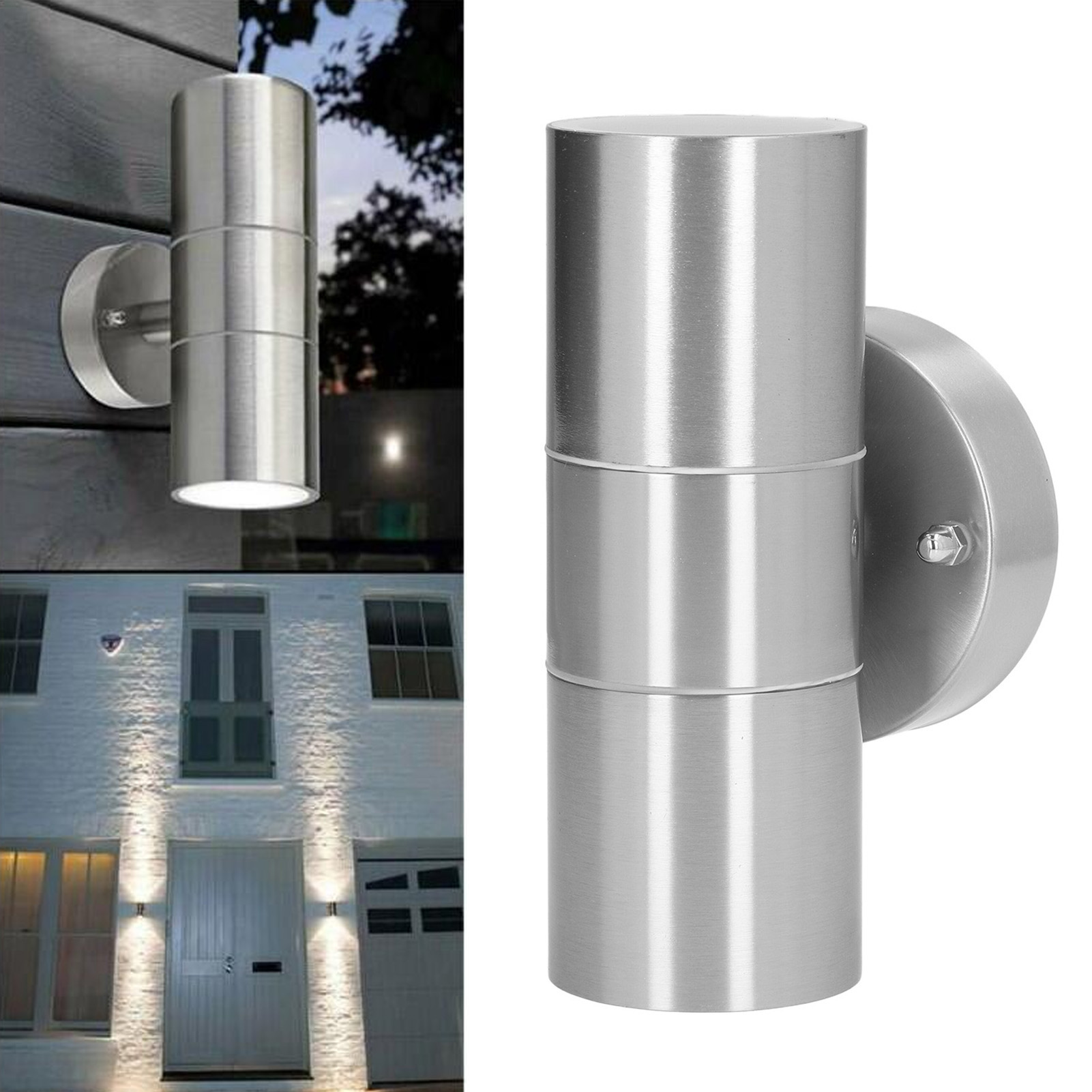 Gu10 Edelstahl-wandleuchte, Moderner Und Eleganter Strahler, Doppelkopf-wandleuchte, Wasserdicht Für Den Außenbereich (flur, Hof, Villa), 2er-set, Naturfarbe.