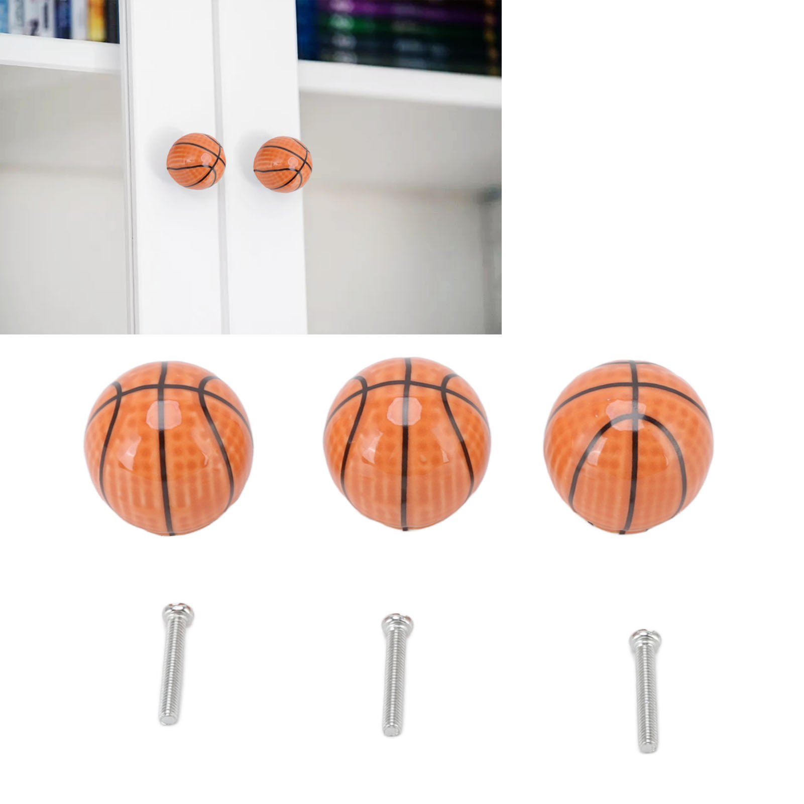 Set Aus 3 Kugelförmigen Keramik-schubladengriffen, Ballonform, Für Küchen- Oder Wohnmöbel.
