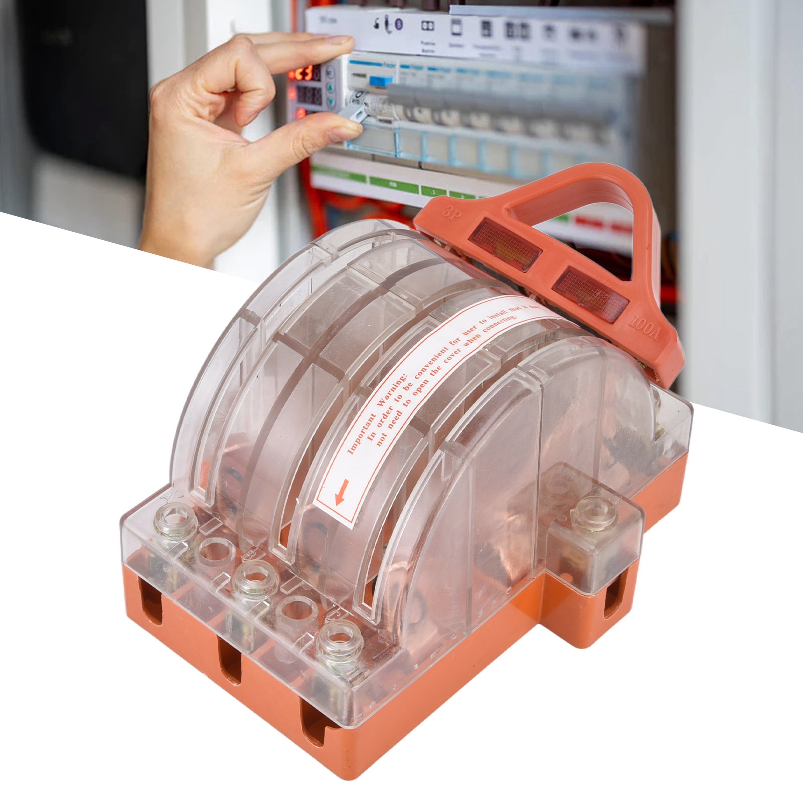 100-a-dreipol-zweiwege-messerschalter, Transparentes Vollkupfergehäuse, 380 V Ac Mit Kontrollleuchte, Leistungsschalter