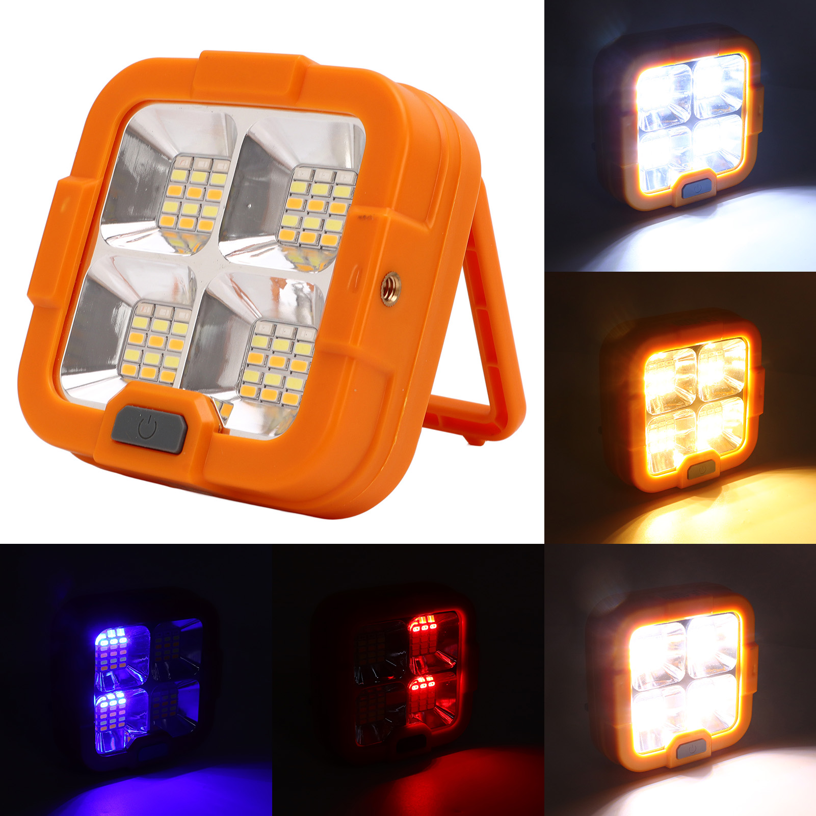Wiederaufladbare Led-arbeitsleuchte Mit Usb-anschluss Und Haken, Abs-notscheinwerfer Für Camping Und Bauarbeiten Im Freien.