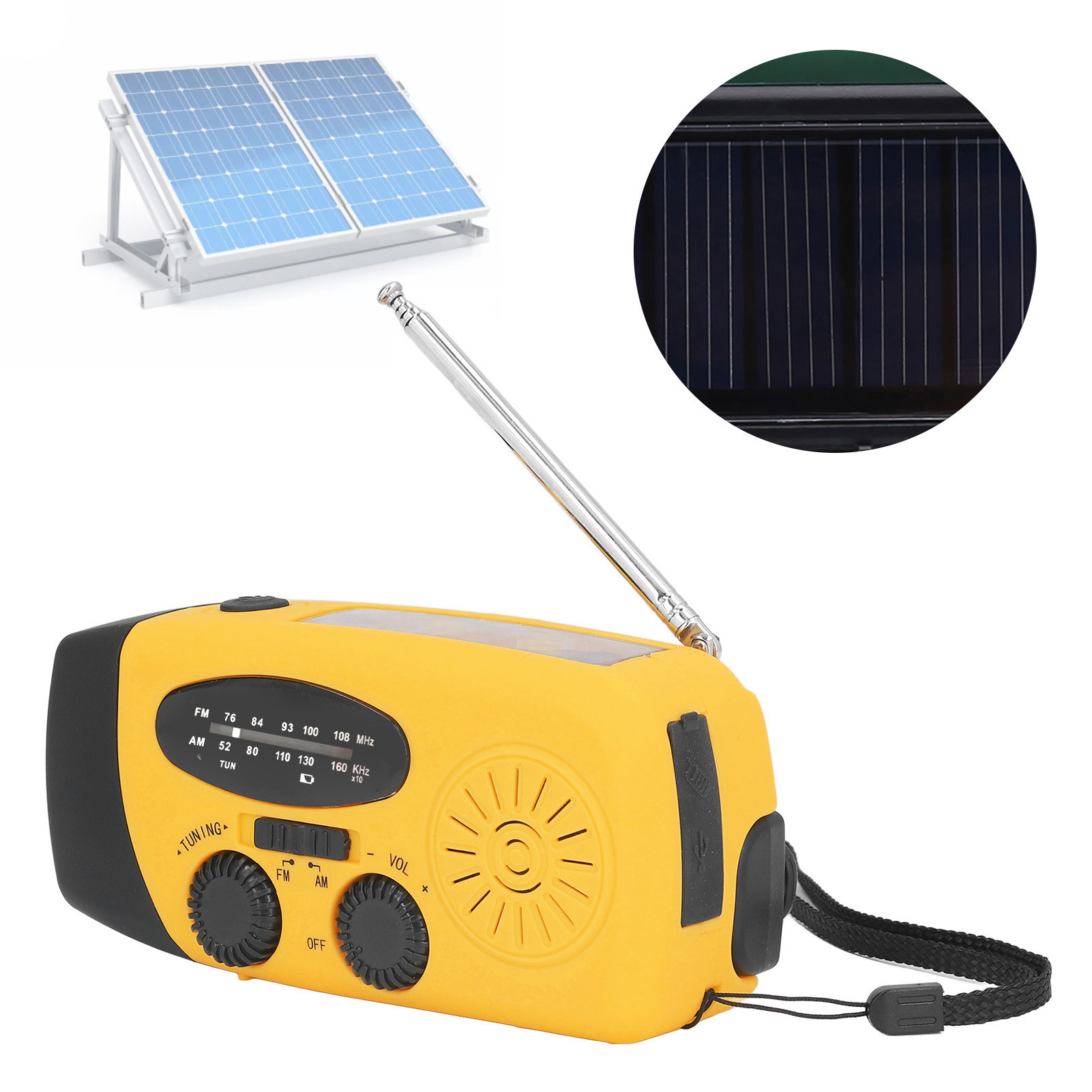 Handkurbel-solarradio, Multifunktionales Solarradio, Handkurbel-taschenlampe Zur Katastrophenvorsorge, Orangefarbener Japanischer Stil