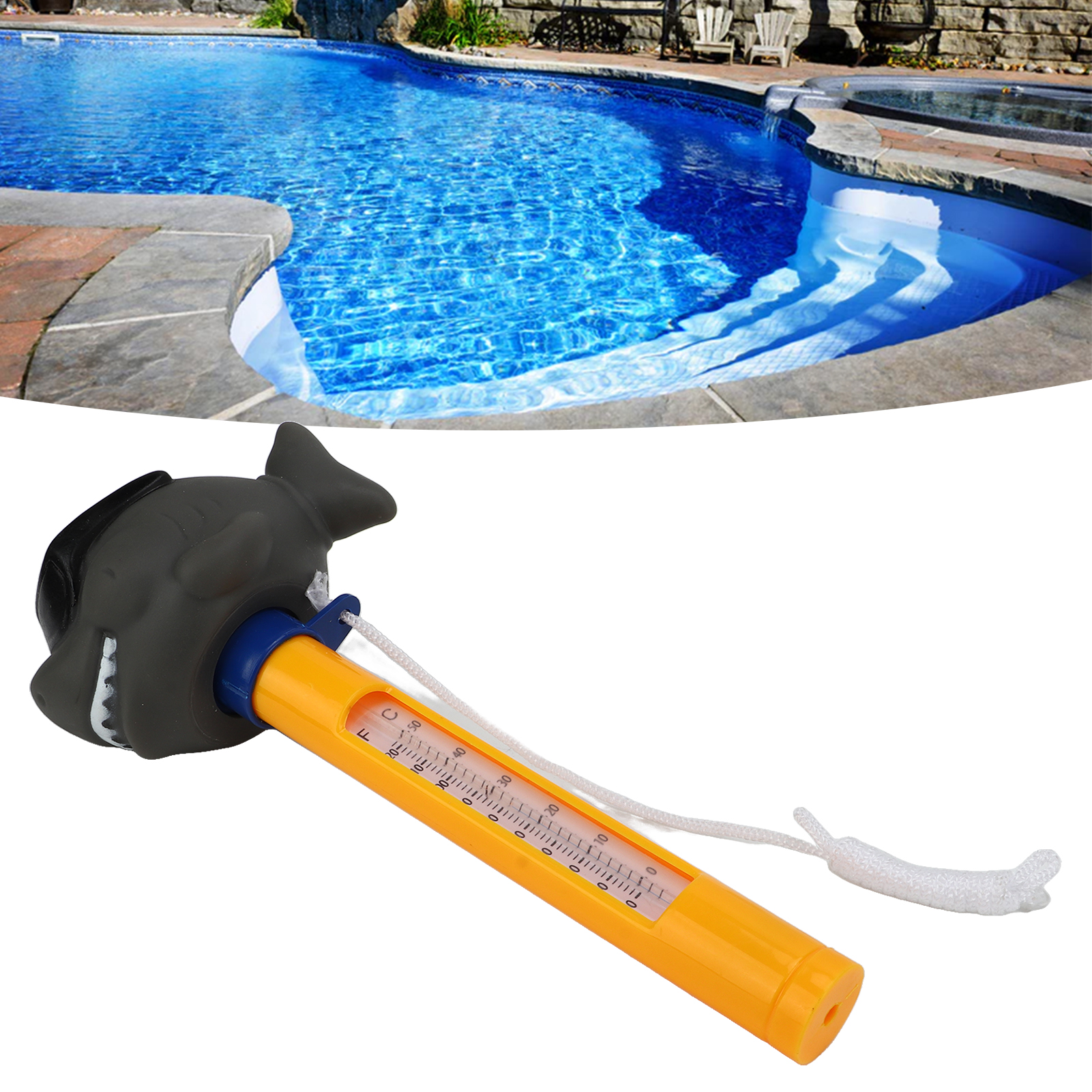 Schwimmendes Thermometer In Haiform Mit Sonnenbrille, Poolthermometer, Messgerät Für Thermalwasser, Zubehör Für Whirlpools, Planschbecken Und Kinderbecken