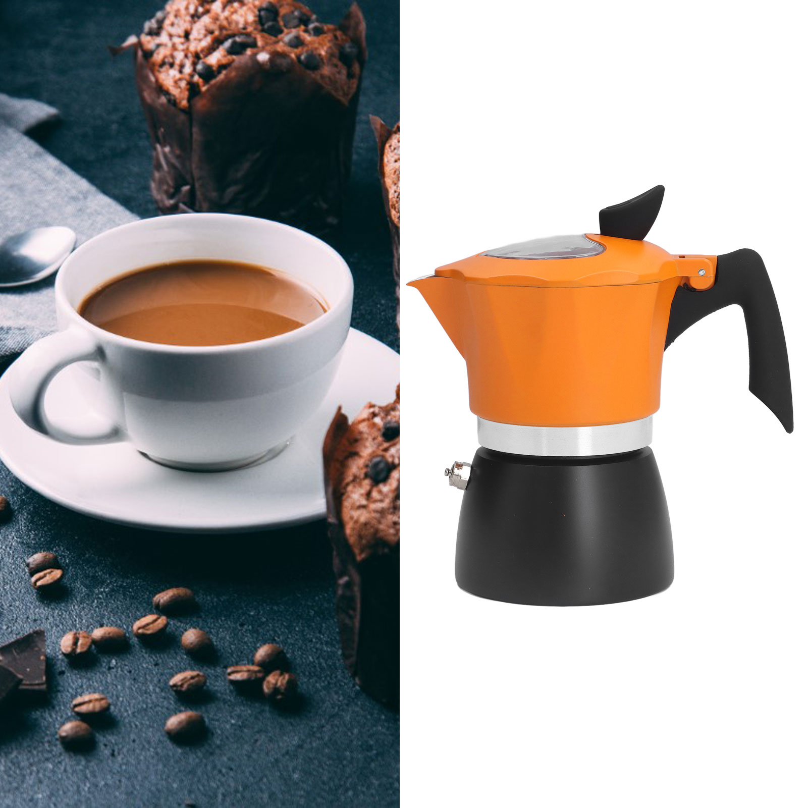 Italienische Kaffeemaschine Mit Zweifarbigem, Transparentem Deckel, Ideal Für Einsteiger, Filterkaffeemaschine, Achteckige Kaffeemaschine