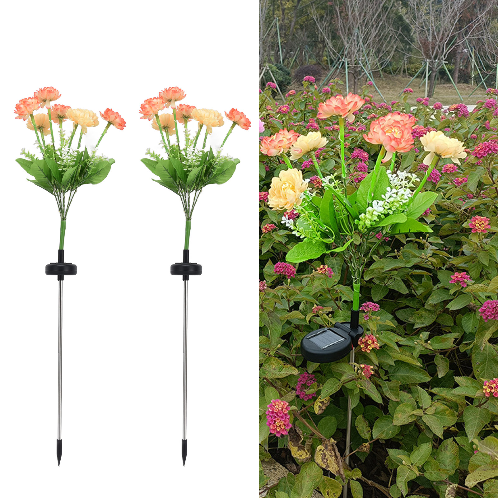 7-köpfige Schneelotus-solarleuchte, Solarblumenleuchte, Künstliche Gartenblume, Led-bodenleuchte Mit Künstlichen Blumen, Wasserdichte Lampe Für Villa, Garten, Park, Hof, Rasen, 2er-set