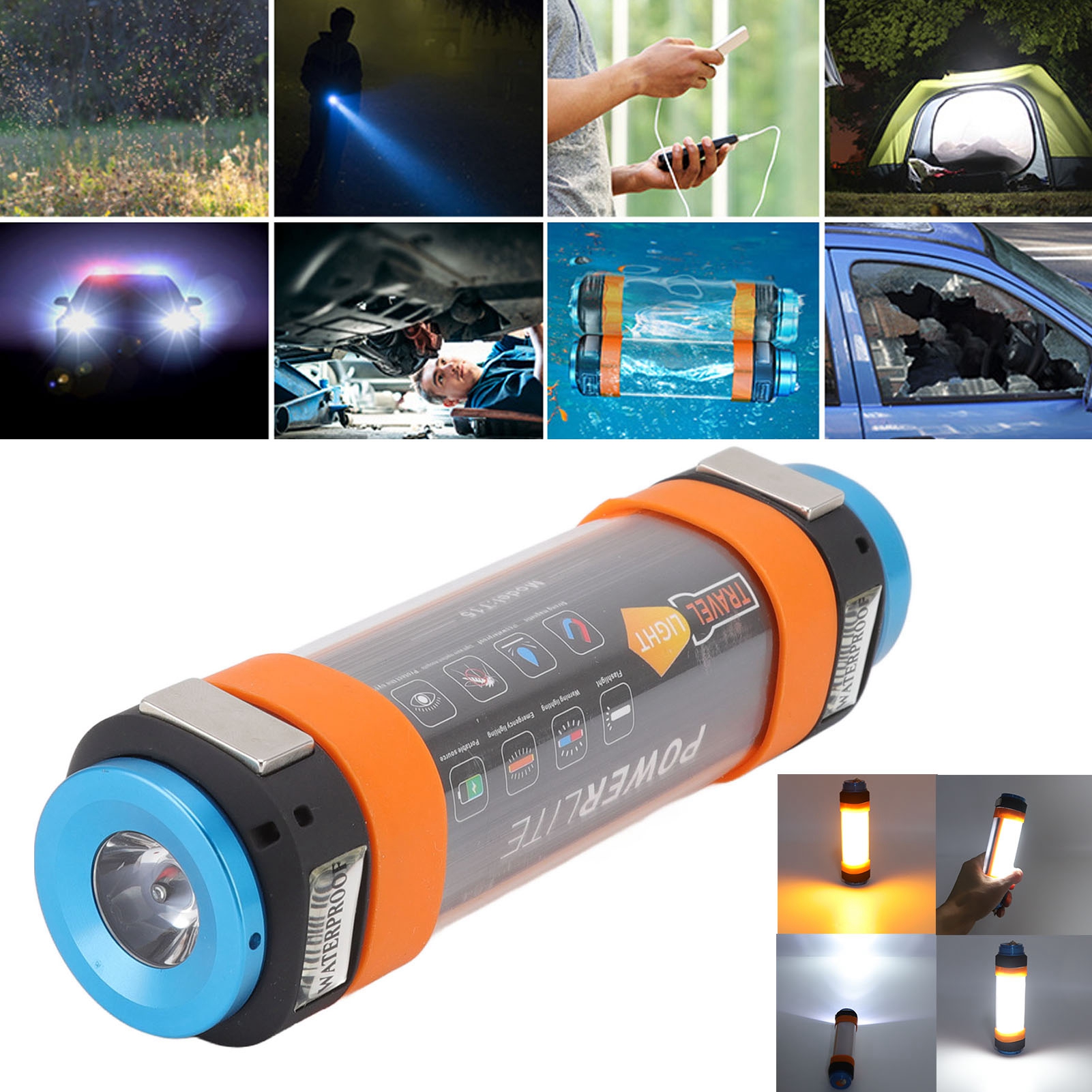 Multifunktionale Campinglampe, Magnetische Arbeitslampe, Orangefarbene Mückenschutzlampe, Ip68 Wasserdichte Lampe Für Autoreparaturen Und -wartung, Spezielle Notfalltaschenlampe Für Reisen, Wandern, C