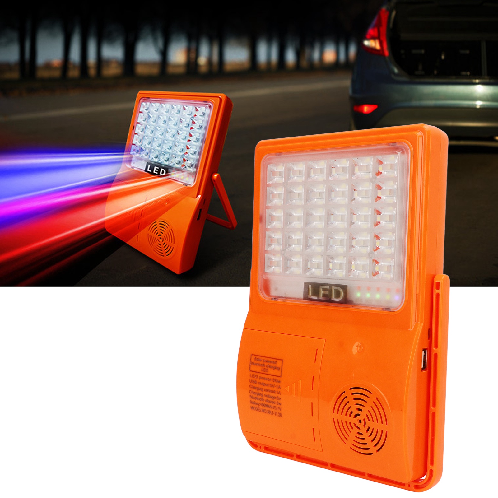 Multifunktionale, Über Usb Aufladbare Led-arbeitsleuchte Mit Musikfunktion, Ideal Zum Campen.