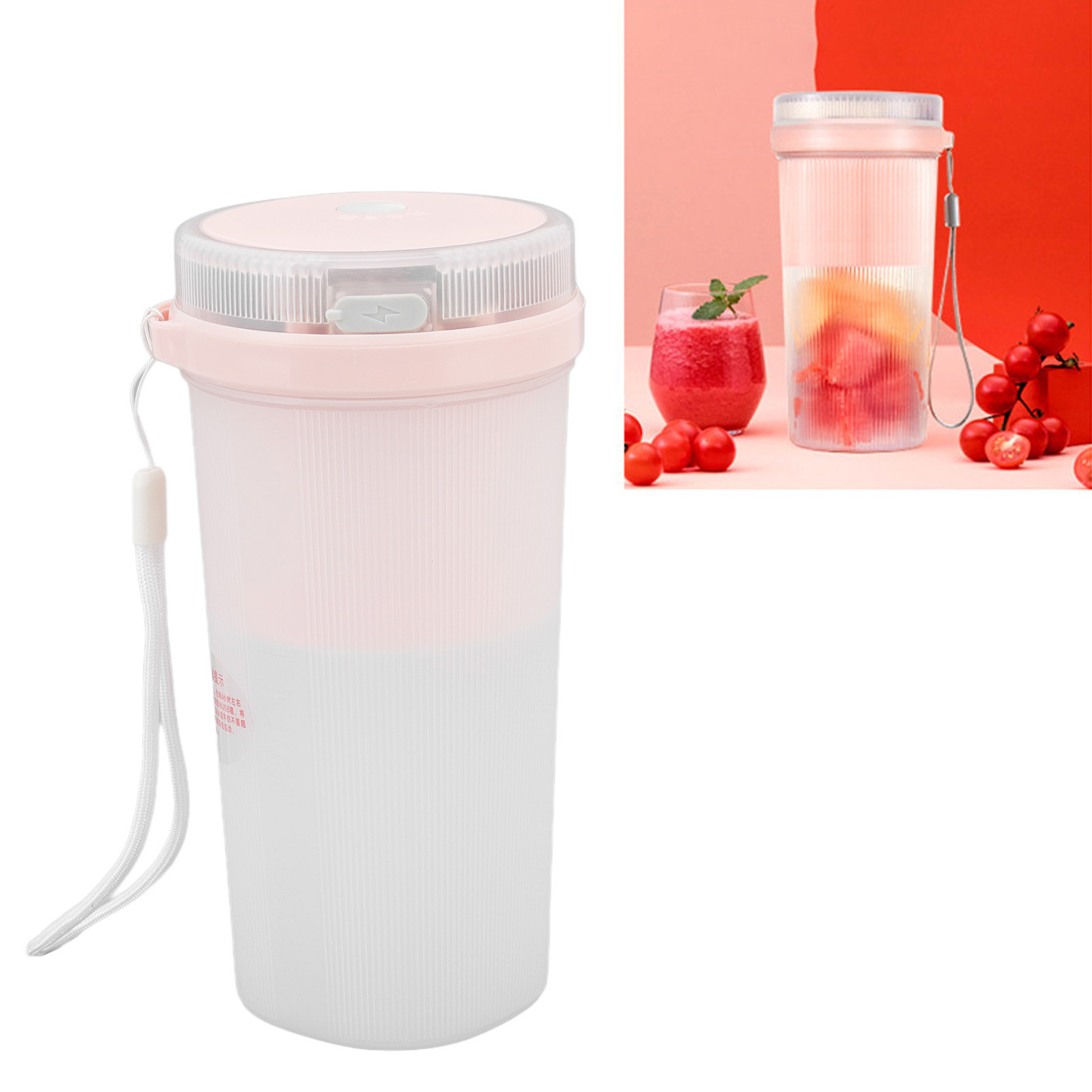 Tragbare Mini-zitruspresse/saftbecher, Wiederaufladbar Für Den Heimgebrauch, Elegantes High-end-design Aus Rosafarbenem Edelstahl Mit Sechs Klingen + Sicherheitsverriegelung + Auslaufschutz, Leuchtend