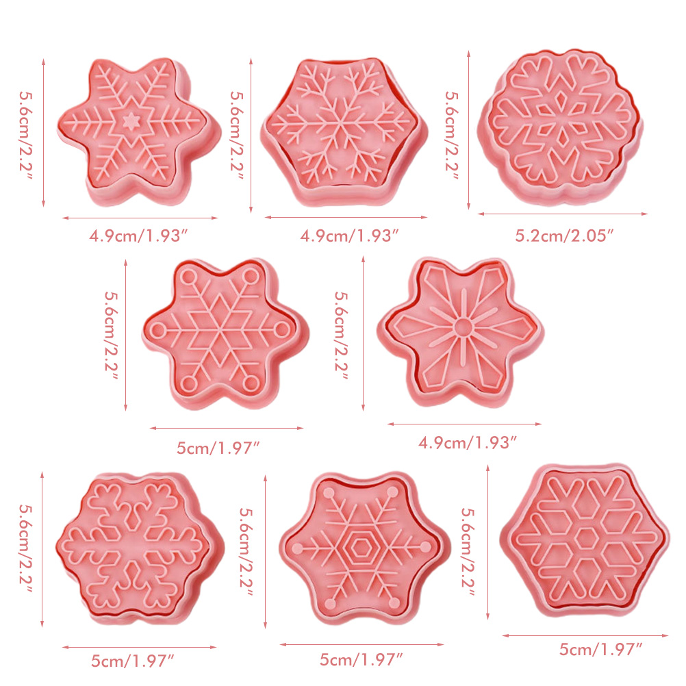 Set Mit 8 3d-weihnachts-fondant-backwerkzeugen, Keksform, 8-teiliges Schneeflockenförmiges Set (wie Abgebildet)