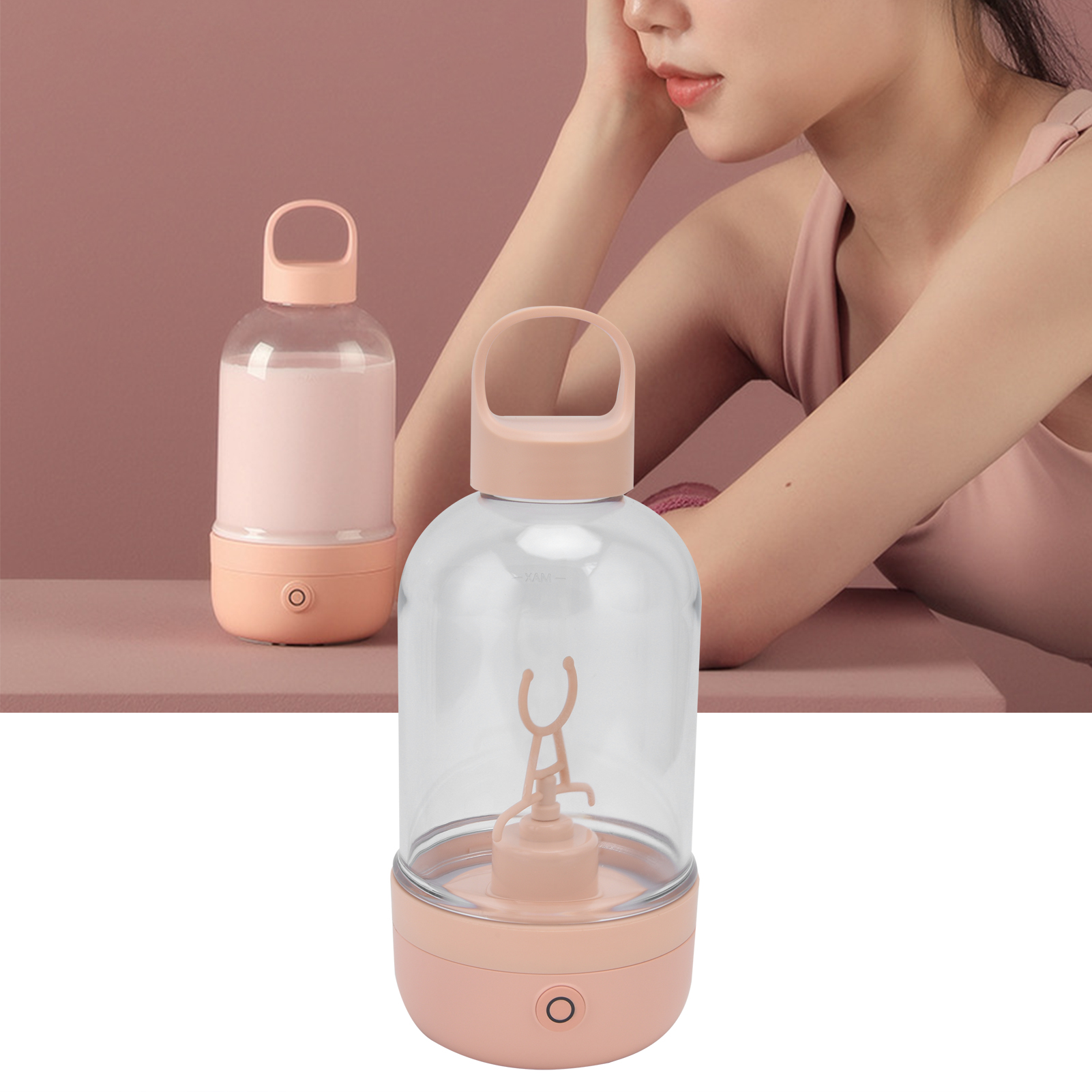 Automatischer Mixbehälter Für Proteinpulver 400ml, Tragbar, Usb-aufladbar, Rosa, Für Milchshakes.