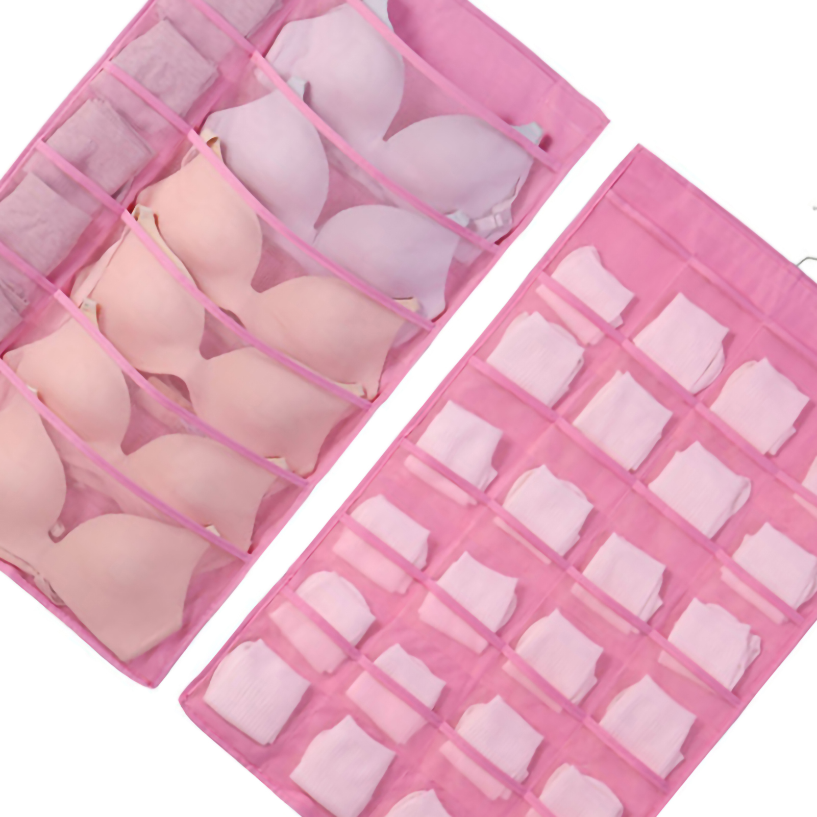 Hängender Aufbewahrungsbeutel Für Unterwäsche, Organizer-beutel Für Socken Und Slips, Doppelseitiger, Wandmontierter Aufbewahrungsbeutel Aus Oxford-gewebe Für Bhs, Ein Beutel Pro Packung, Rosa Oxford-