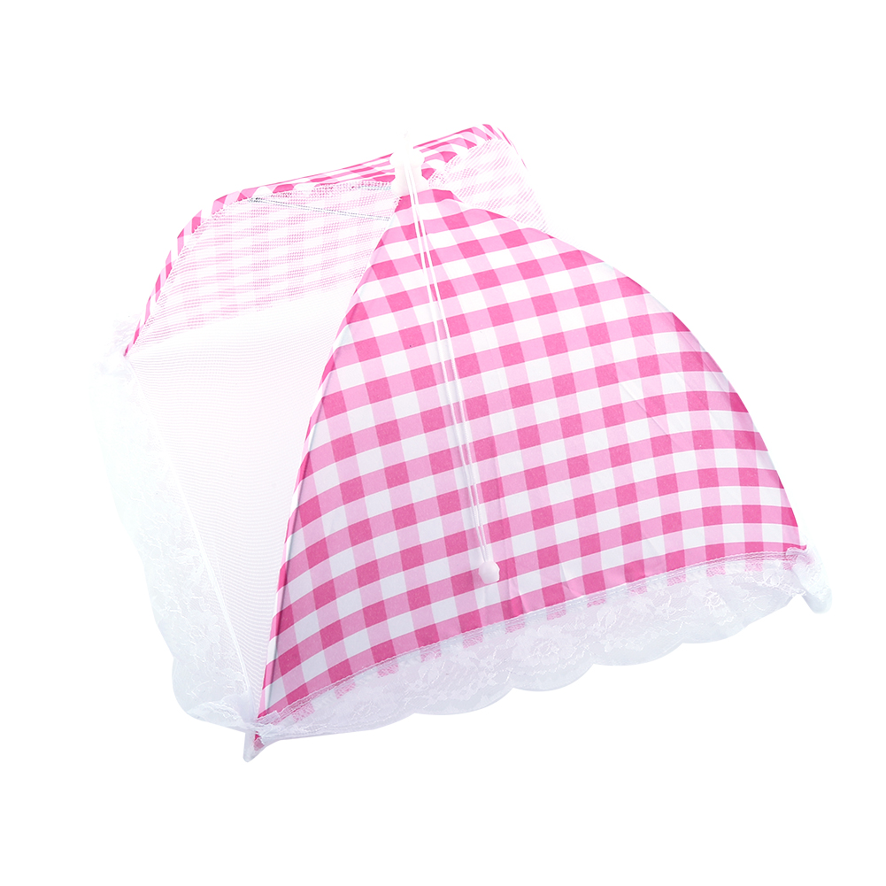 Faltbare, Kuppelförmige Lebensmittelabdeckung Mit Rosa Moskitonetz Zum Grillen Und Kochen.