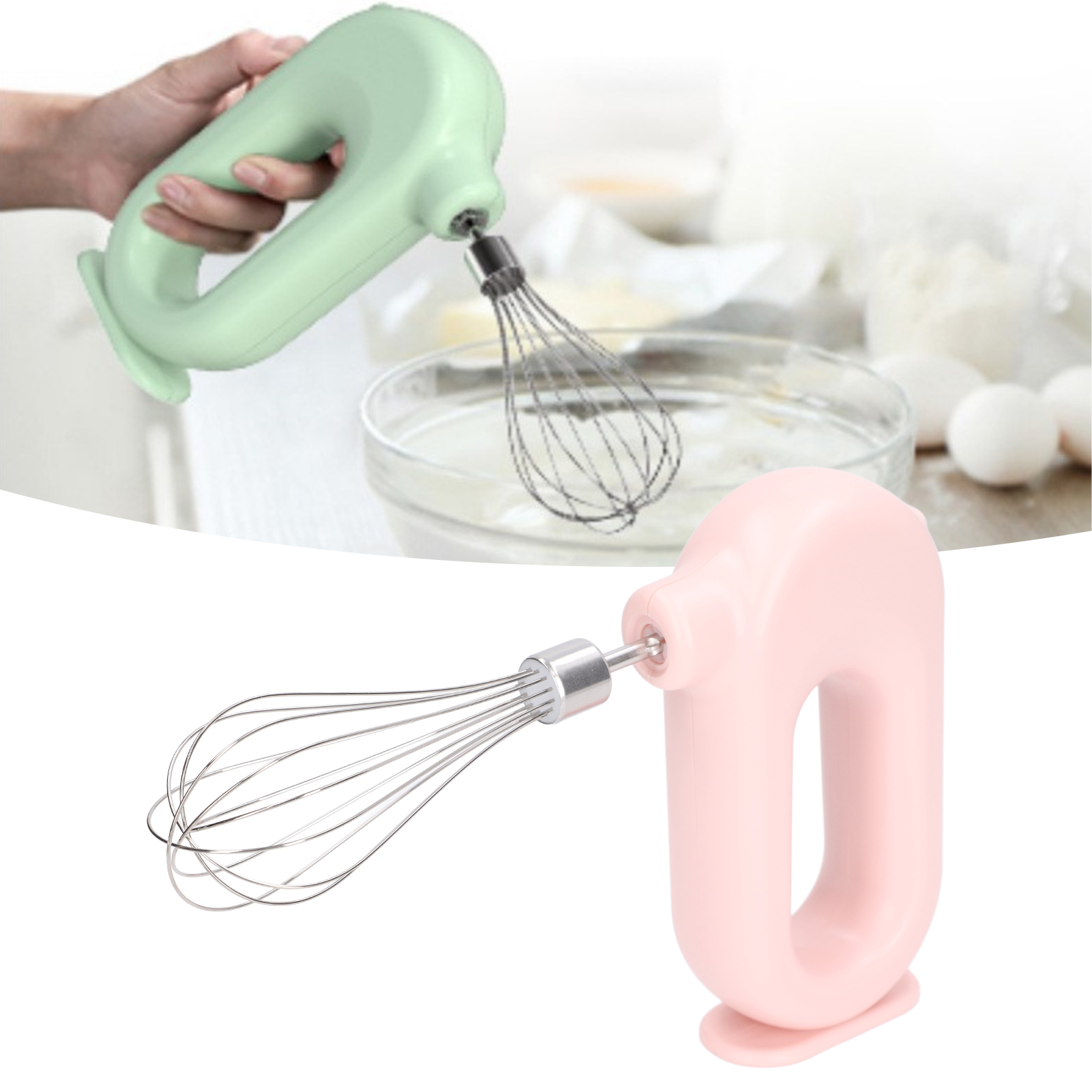 Tragbarer Elektrischer Eierquirl, Multifunktionaler Halbautomatischer Sahne- Und Eiweißaufschäumer, Kleiner Wiederaufladbarer Kabelloser Milchaufschäumer, Rosa.