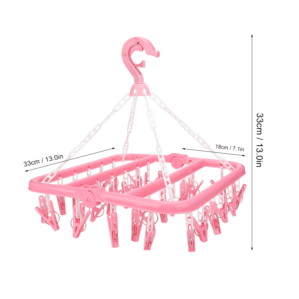 Zusammenklappbarer Wäscheständer Mit 32 Klammern Für Socken Und Unterwäsche (rosa)
