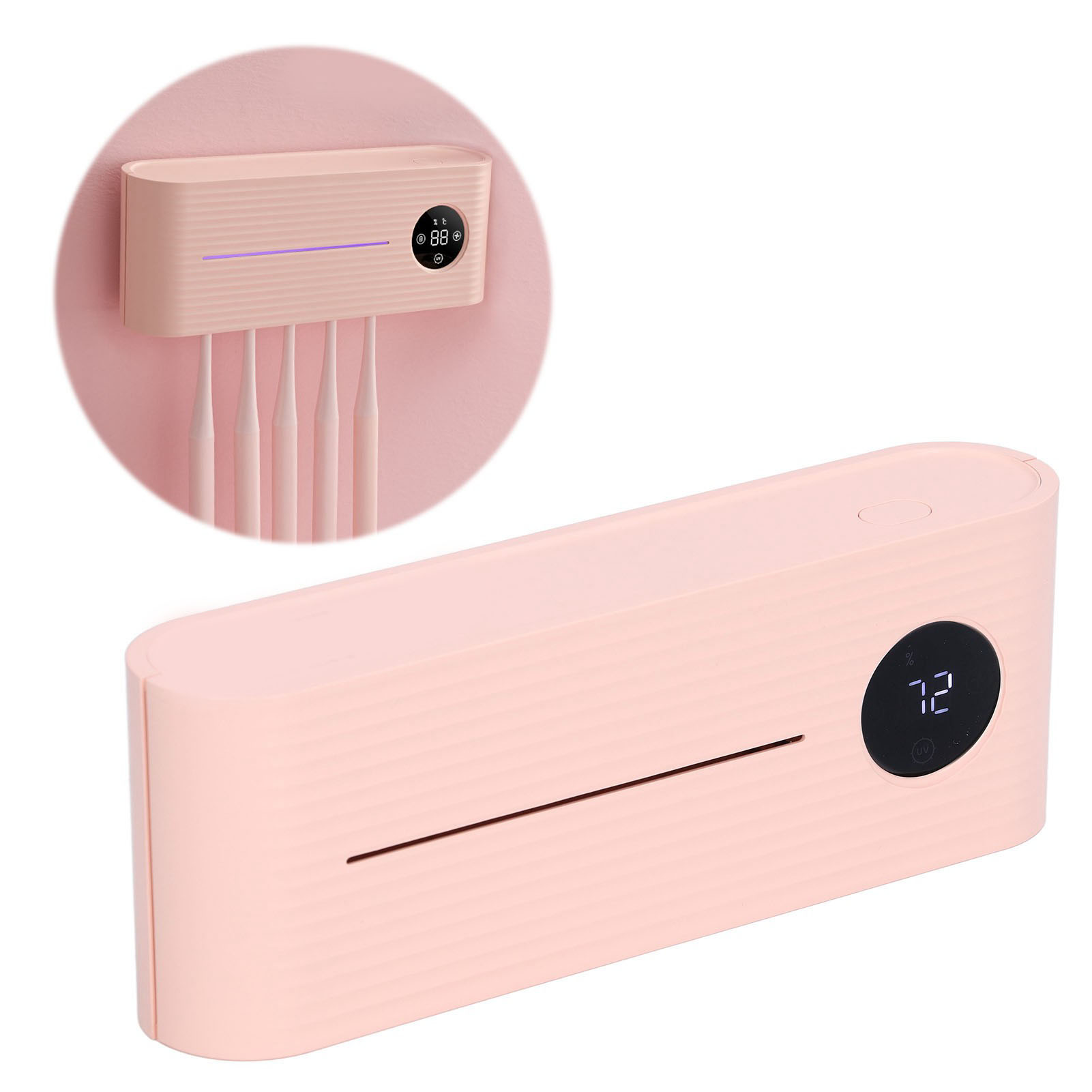 Intelligenter Elektrischer Zahnbürstenhalter Mit Uv-wandhalterung, Trocknungsventilator, Kein Bohren Erforderlich, Ablage Und Usb-ladefunktion Für Die Ganze Familie (rosa)