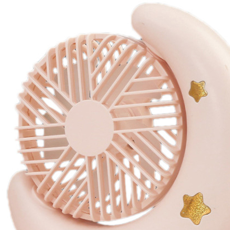 Kreativer, Zweistufiger Tischventilator In Mondform, Leise Und Drehbar, Per Usb Aufladbar. Ideal Als Geschenk Für Studenten Oder Fürs Studentenwohnheim. Farbe: Mondrosa.