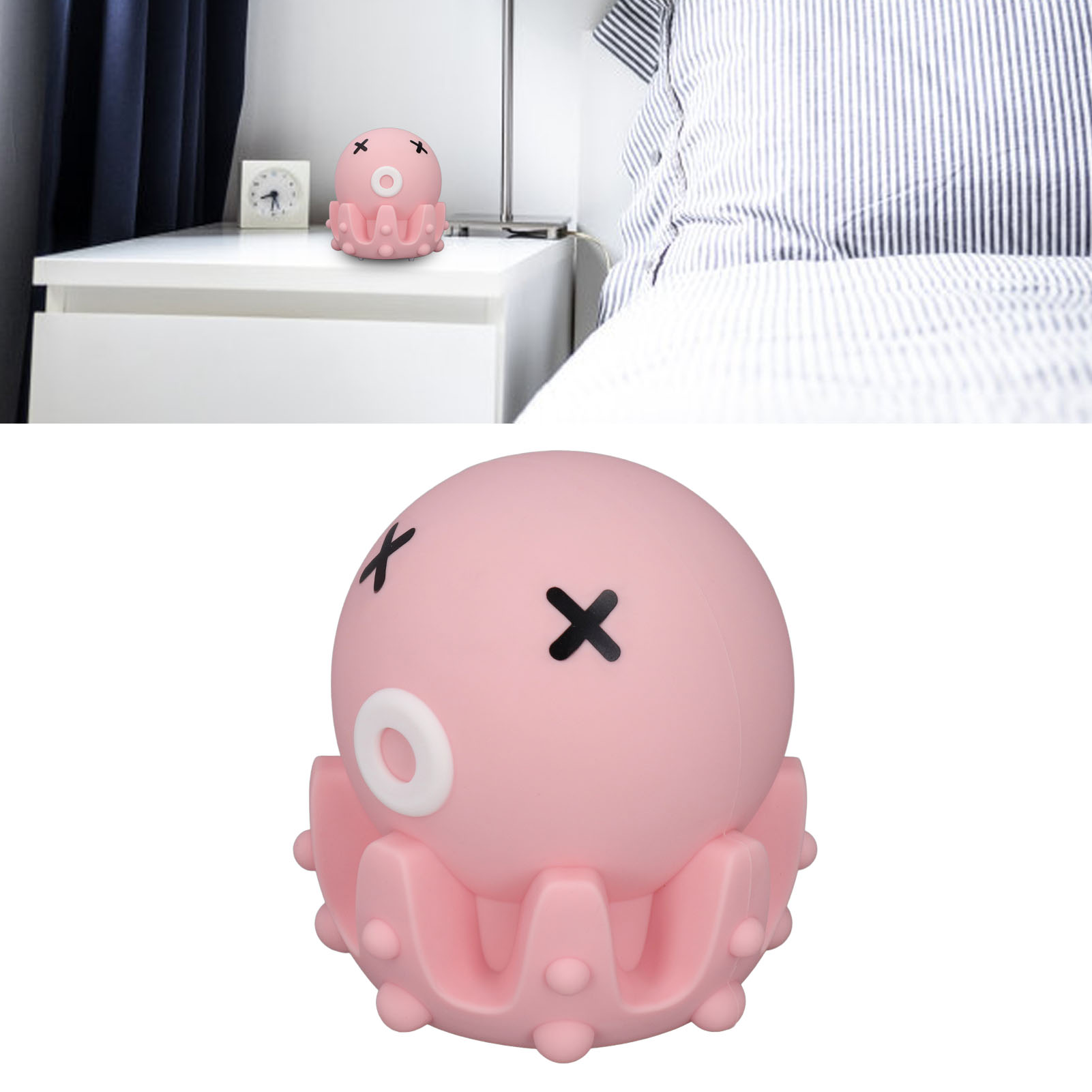 Silikon-led-nachtlicht Fürs Schlafzimmer, Warmes Umgebungslicht, Usb-aufladbar, In Oktopusform Mit Fernbedienung