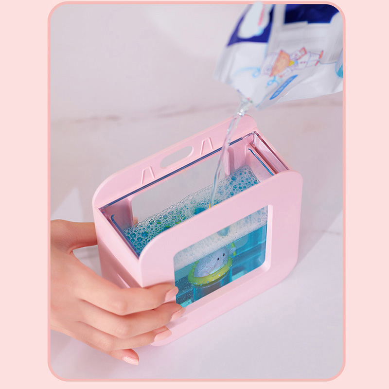 Niedlicher Und Farbenfroher, Würfelförmiger Automatischer Handdesinfektionsmittelspender Mit Sensor, Smart, Wasserdicht Und Berührungslos, Für Kinder, Rosa – Little Dinosaur
