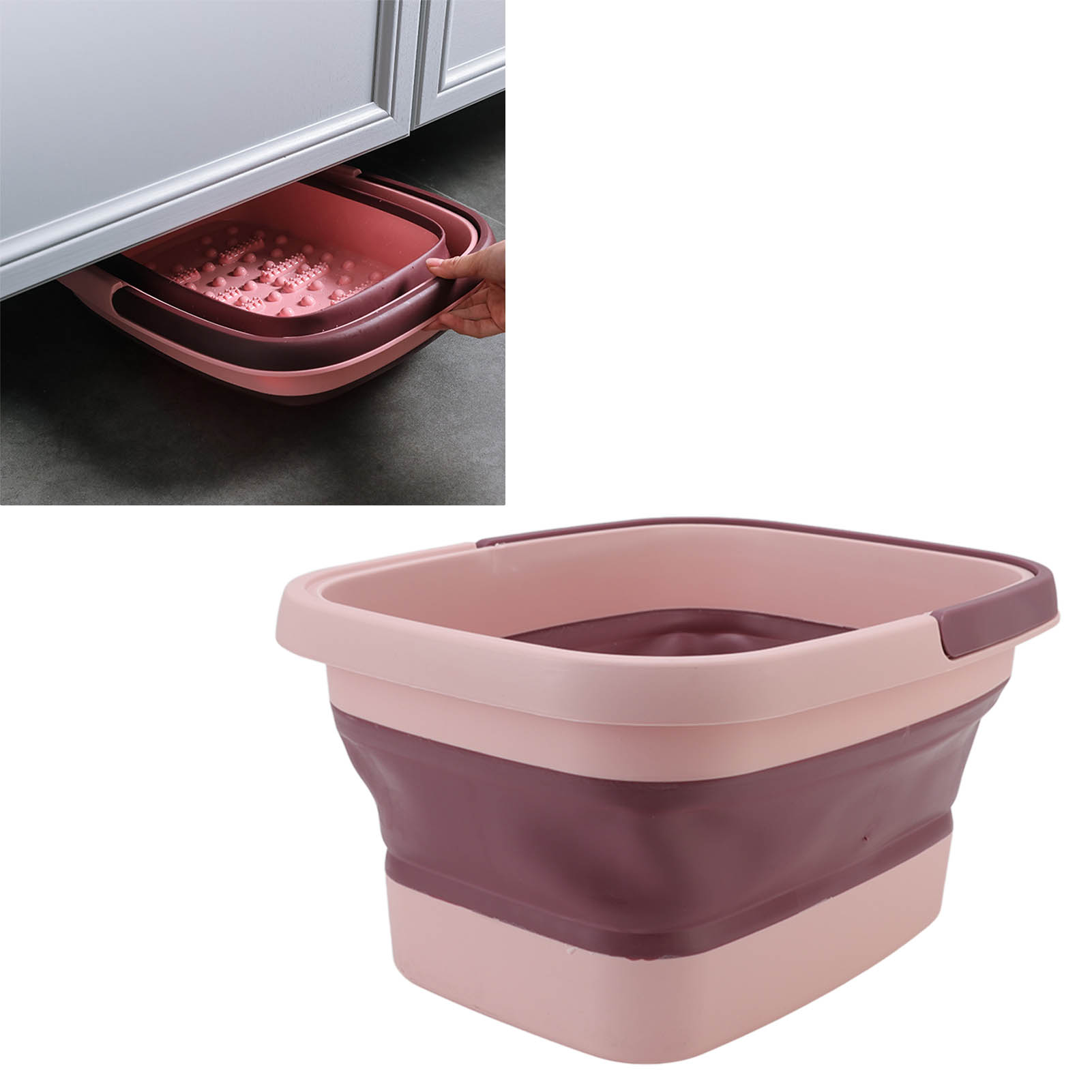 Faltbares, Tragbares Fußbad Aus Silikon Für Die Fußmassage, Rosa Fußbadewanne